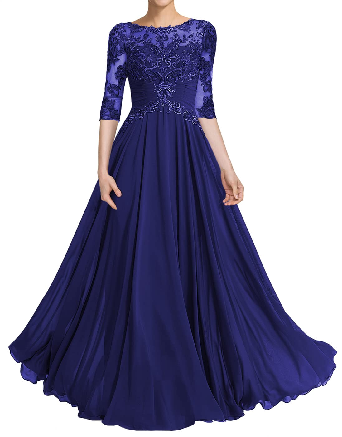 Elegant Mother of The Bride Dresses - Lace Formal Evening Gowns for Wedding Guests | A-Line Chiffon Women's Dress with 3/4 Sleeves | Perfect for Weddings, Parties & Special Occasions