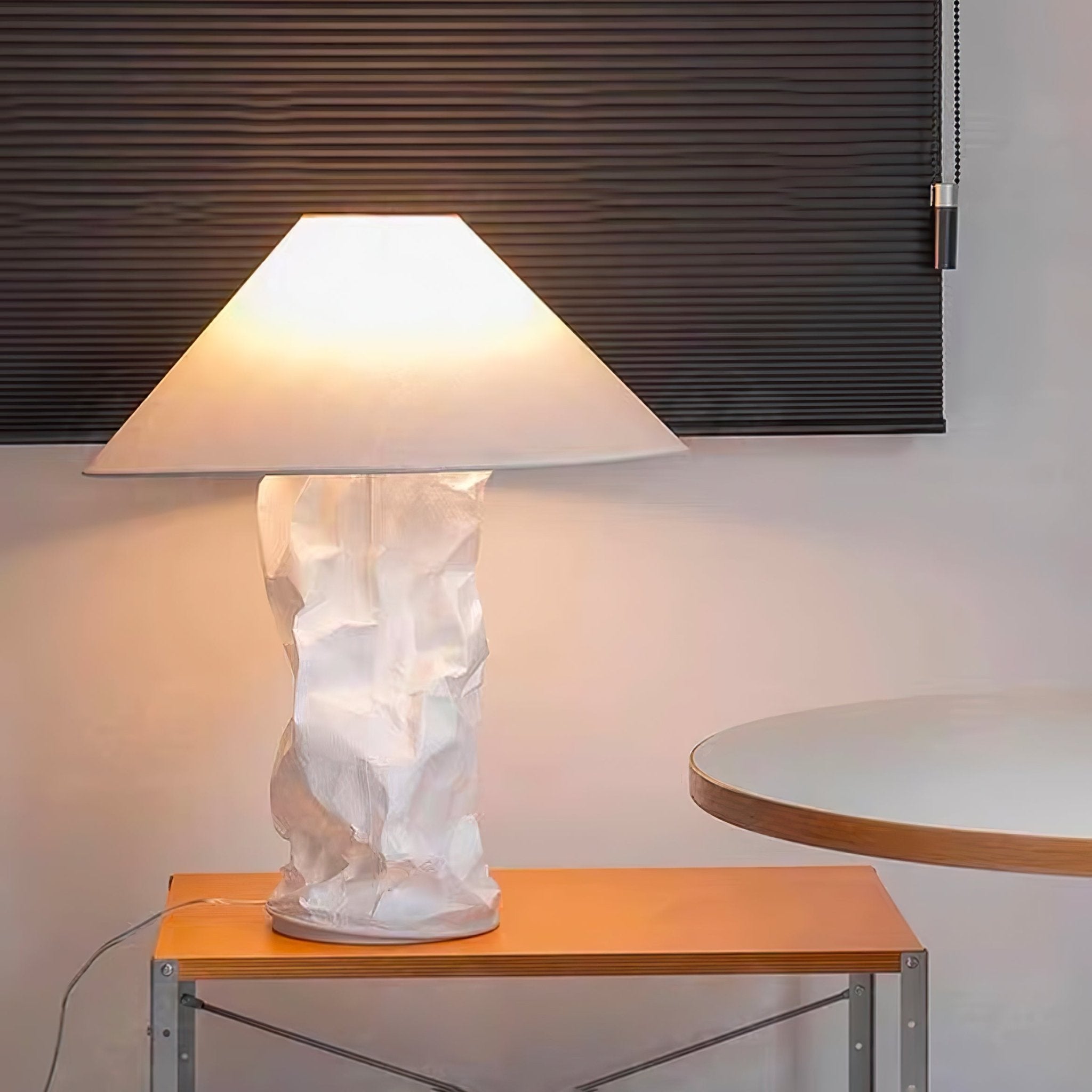 Crinkle Paper Table Lamp - Modern Decorative Lighting for Bedroom, Living Room & Office - Eco-Friendly Handmade Design for Cozy Ambiance