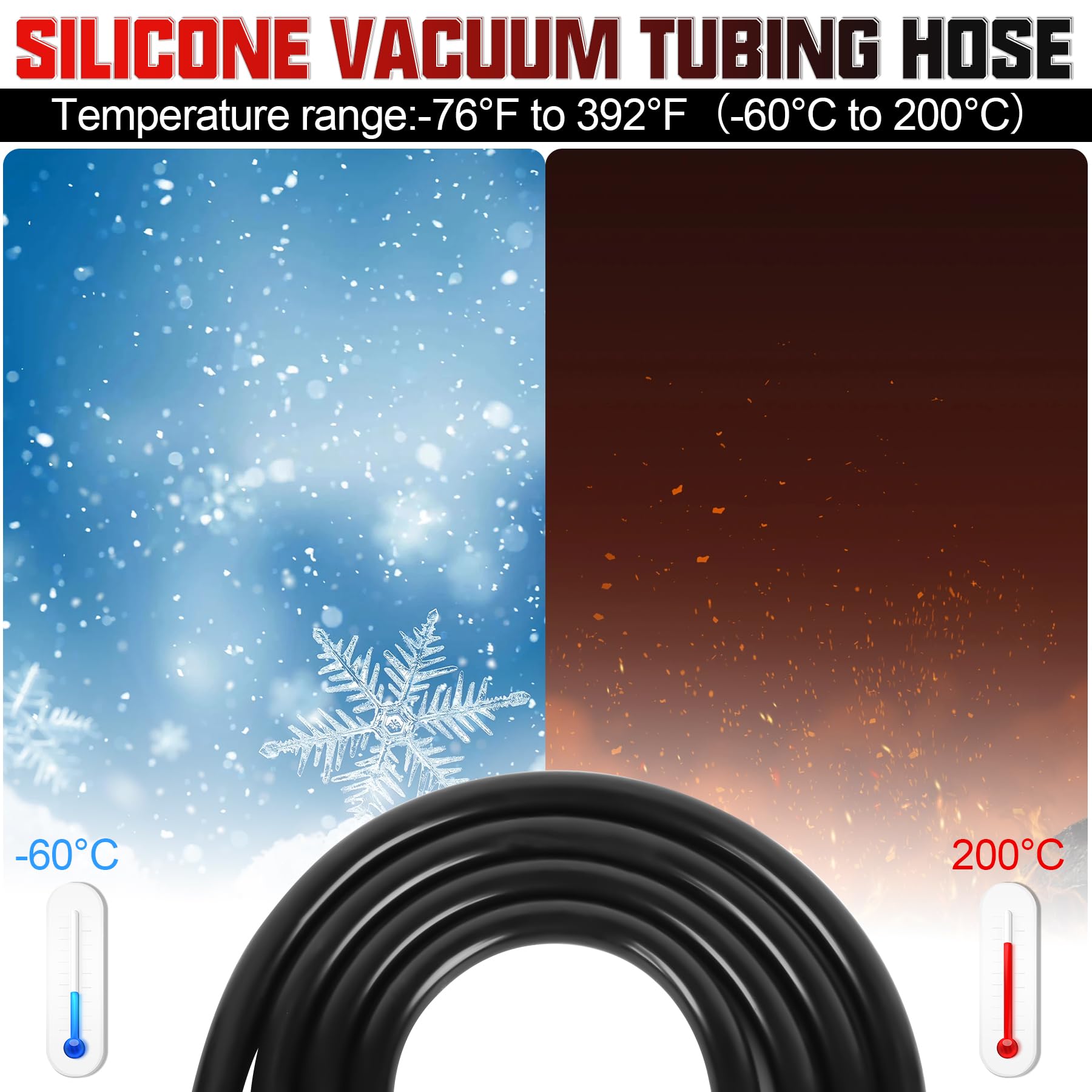 High Performance 6.6FT Automotive Silicone Vacuum Hose Kit (1/8