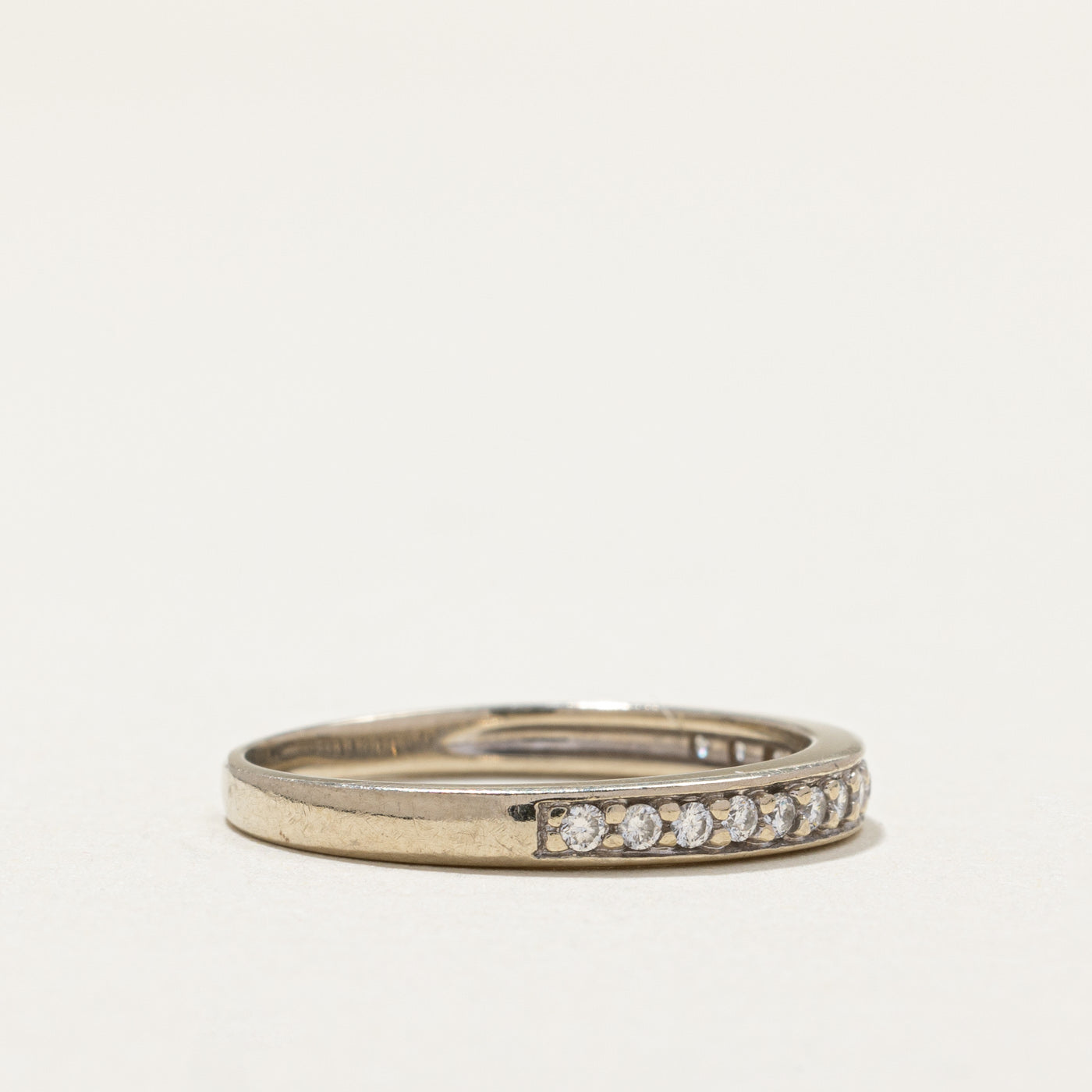 Semi Eternity Diamond Wedding Band Ring - 0.15 Carat Total Weight (ctw) - Size 7 - Perfect for Anniversary Gifts, Bridal Jewelry & Special Occasions