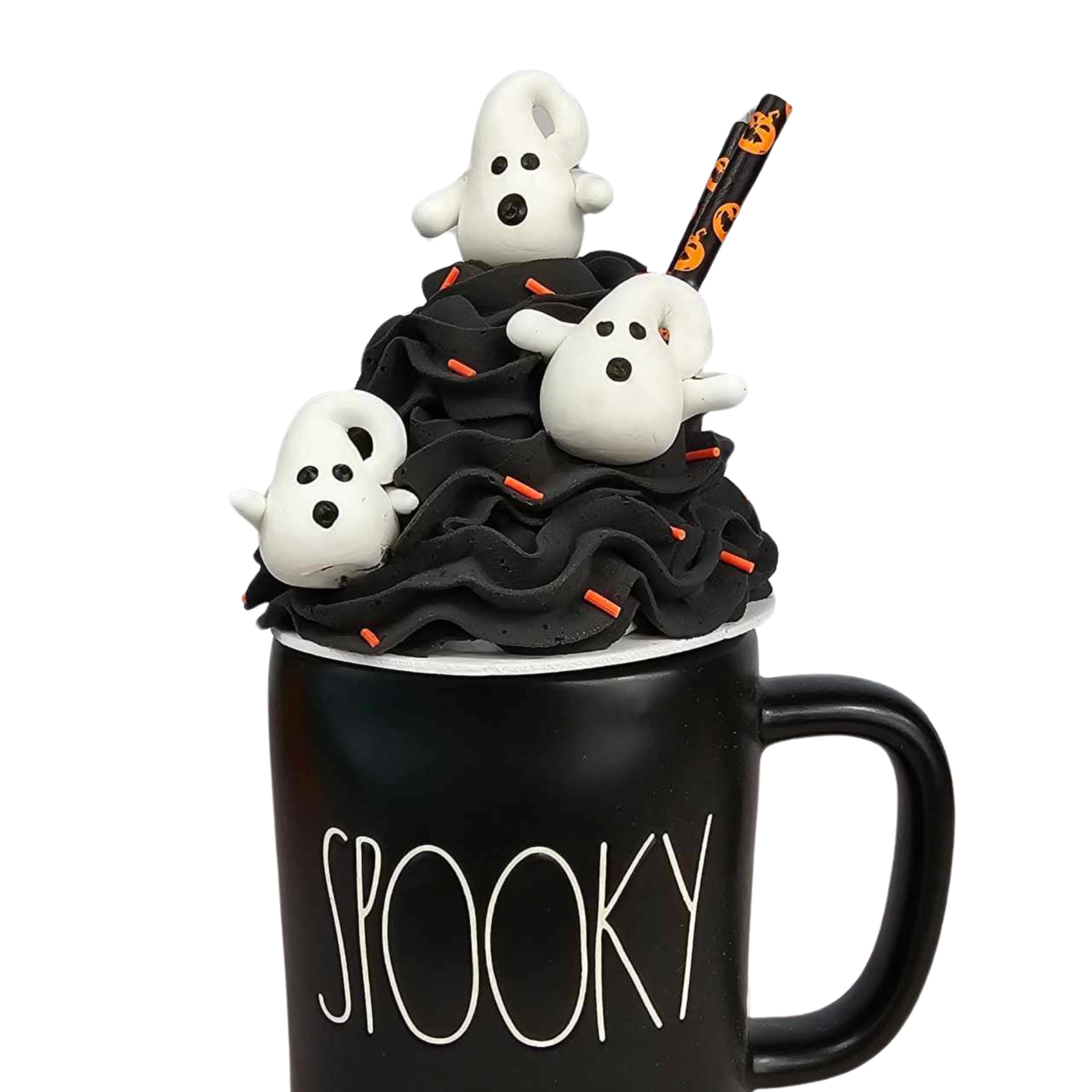 Halloween Ghost Mug Topper - Fake Whipped Cream Decor for Coffee & Hot Drinks - Spooky Fall Tiered Tray Decorations - Perfect for Halloween Party Decor & Seasonal Home Decor