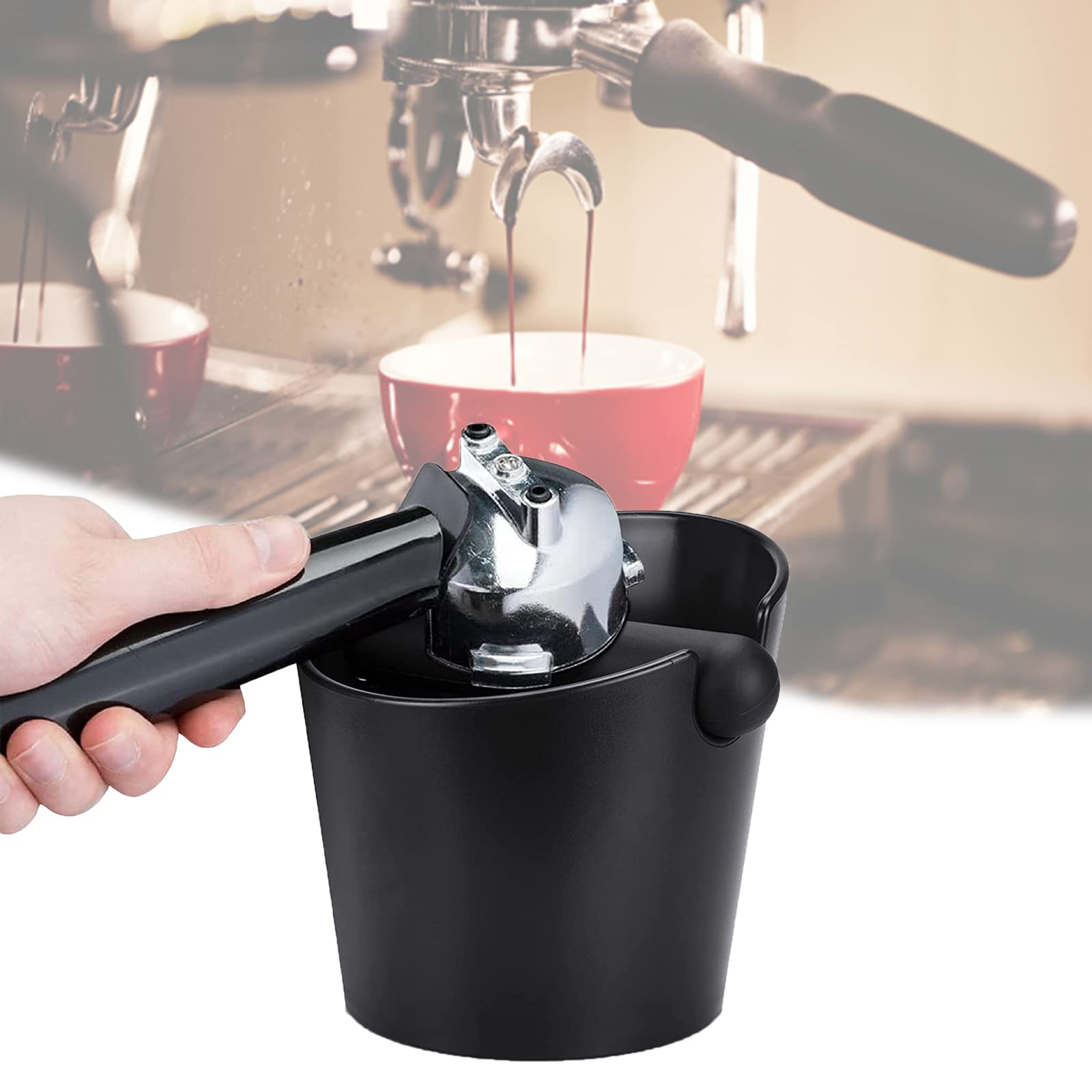 Ailelan 4.8 Inch Espresso Knock Box - Durable Barista Style Coffee Grounds Bin with Shock-Absorbent Design, Removable Knock Bar & Non-Slip Base - Perfect for Home & Commercial Coffee Stations (Round)