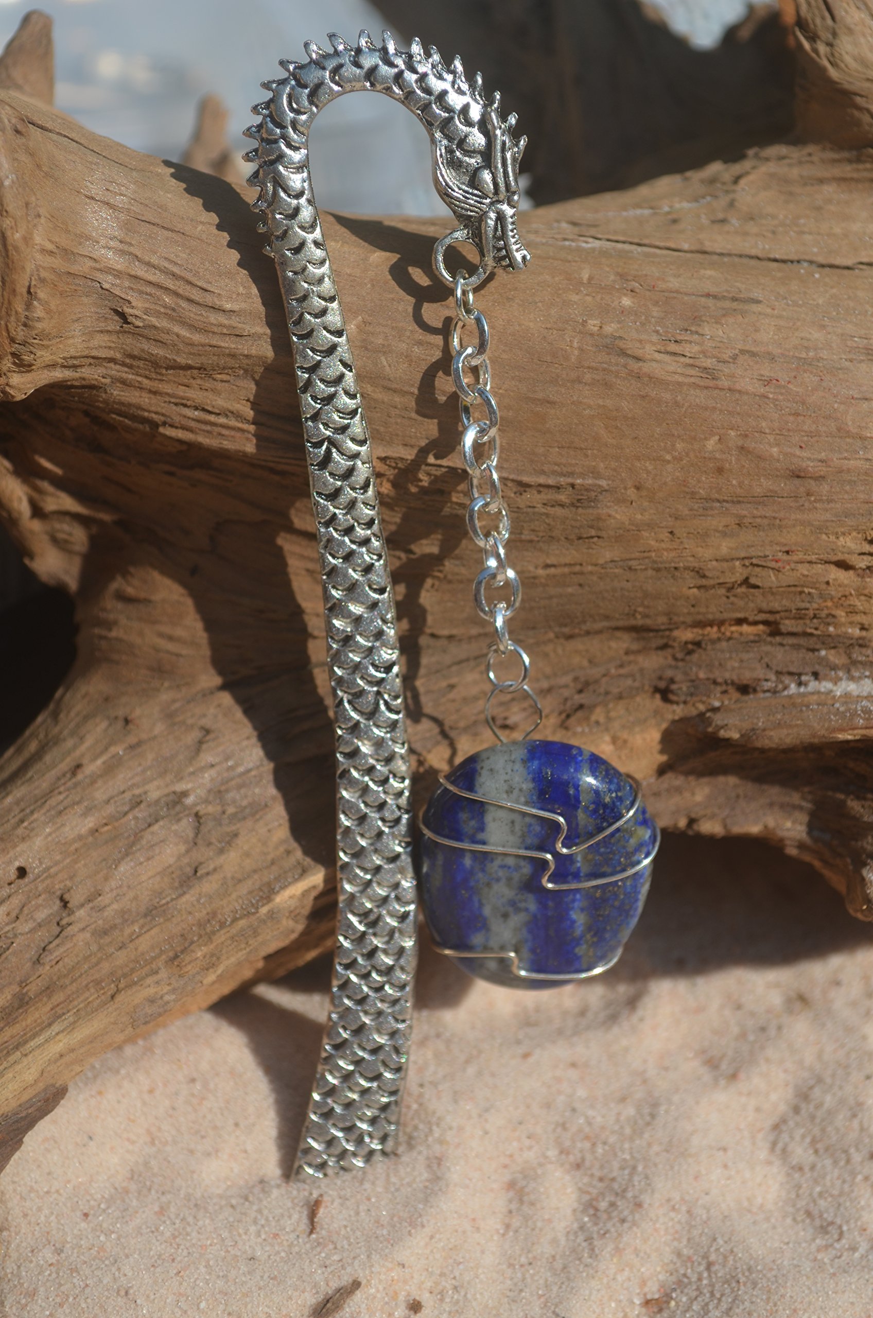 Handmade Lapis Lazuli Stone Wire Wrapped Bookmark - Elegant Book Accessory for Readers & Book Lovers - Perfect Gift for Bookworms, Birthday & Special Occasions
