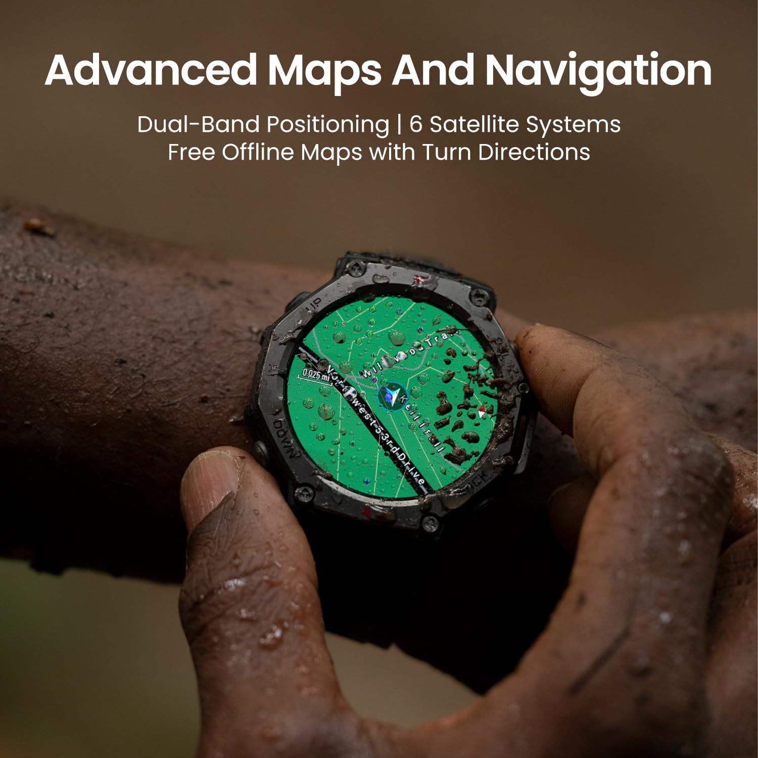 Amazfit T-Rex 3 Rugged Military Smartwatch for Men - 48mm GPS Fitness Tracker with Offline Maps, 100m Waterproof, 170+ Sport Modes, AI Voice Control - Renewed (Lava) | Perfect for Outdoor Adventures, Hiking, Swimming & Extreme Sports