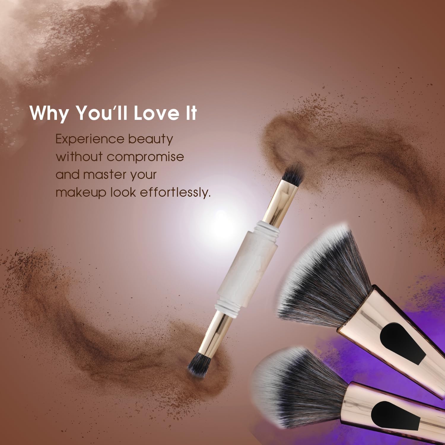 SKINPLUS 4-in-1 Travel Makeup Brush Set - Foundation Brush, Powder Brush, Eyeshadow Blending Brush & Flat Brush | Soft Synthetic Bristles for Flawless Application | Perfect for Travel, On-the-Go Touch Ups & Professional Makeup Kits