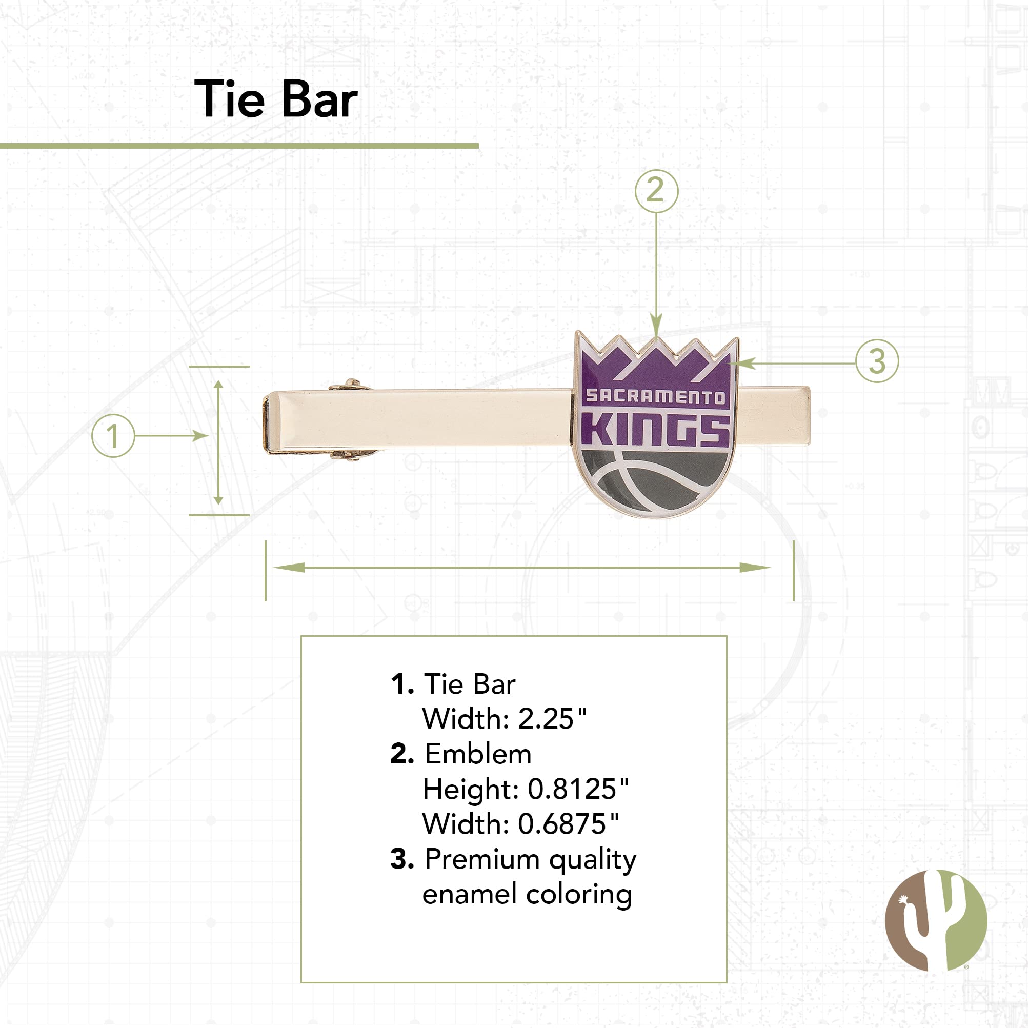 Sacramento Kings NBA Tie Bar - Cactus Design Basketball Tie Clip for Men | Perfect for Gameday, Office & Formal Events