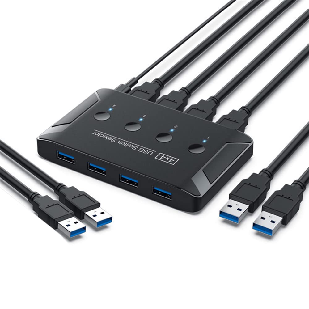 4 Port USB 3.0 KVM Switch - Share Keyboard, Mouse, Scanner & Printer Between 4 Computers | Perfect for Home Office & Multi-PC Workstations