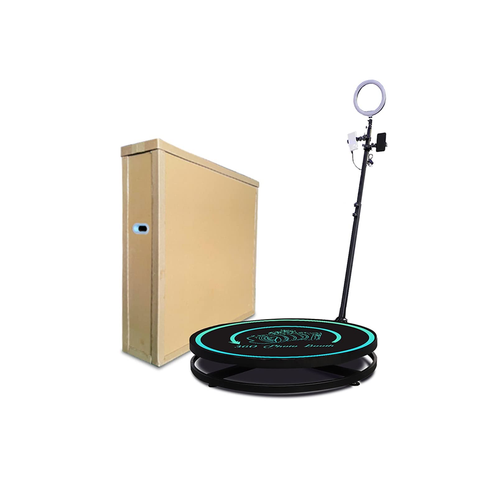 360 Degree Photo Booth Machine with Ring Light & Adjustable Stand - Slow Motion Video Booth Platform with Auto Spinner for Events (80cm/31.5in) - Perfect for Weddings, Parties, and Social Media Content Creation