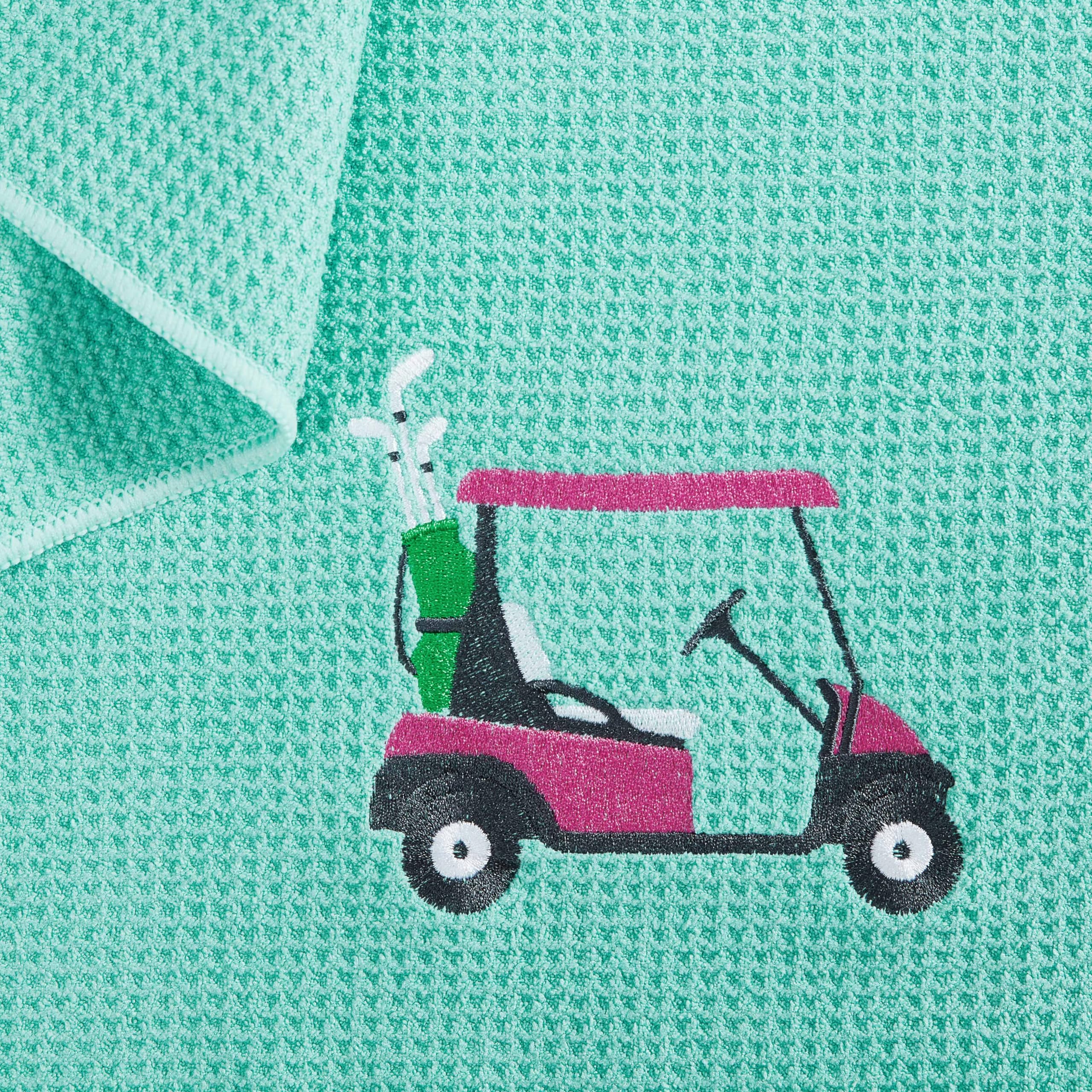 Custom Embroidered Golf Towel Set - Premium Microfiber Waffle & Ball Towels for Golf Bags & Carts - Ideal Golf Accessories & Gifts for Men, Women & Kids - 2-Pack with Cart Ball Design - Perfect for Golf Tournaments, Practice Sessions & Clubhouse Gifting
