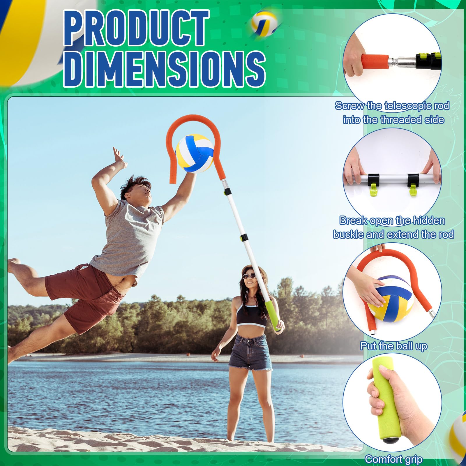 4-Piece Volleyball Spike Trainer Set - Solo Serve & Attack Trainer with Rebounder for Beginners - Perfect for Serving & Spiking Practice - Great Volleyball Gift (Orange) - Ideal for Indoor & Outdoor Training, Team Drills, and Solo Practice Sessions