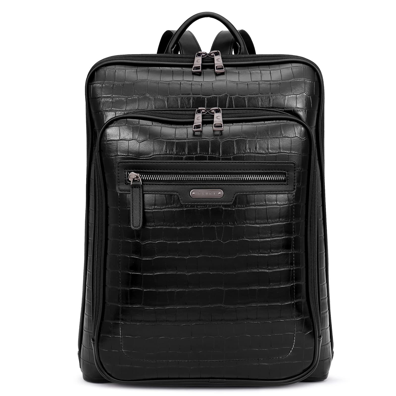 CLUCI Women's Leather Laptop Backpack 15.6 Inch - Vintage Crocodile Print Business Computer Bag for Work, College & Travel | Perfect for Office, School & Daily Commute