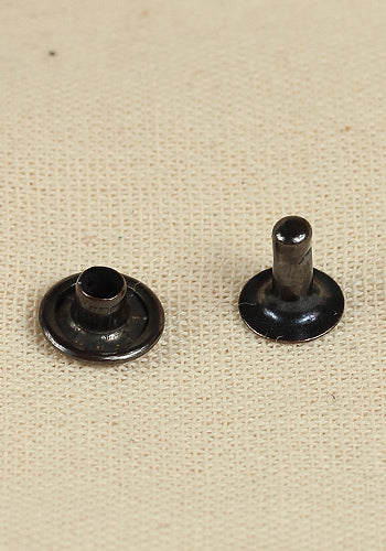 9.0 x 7.8mm Hollow Iron Rivets in Anthracite - Heavy Duty Fasteners for Leather Craft, Automotive & Industrial Applications