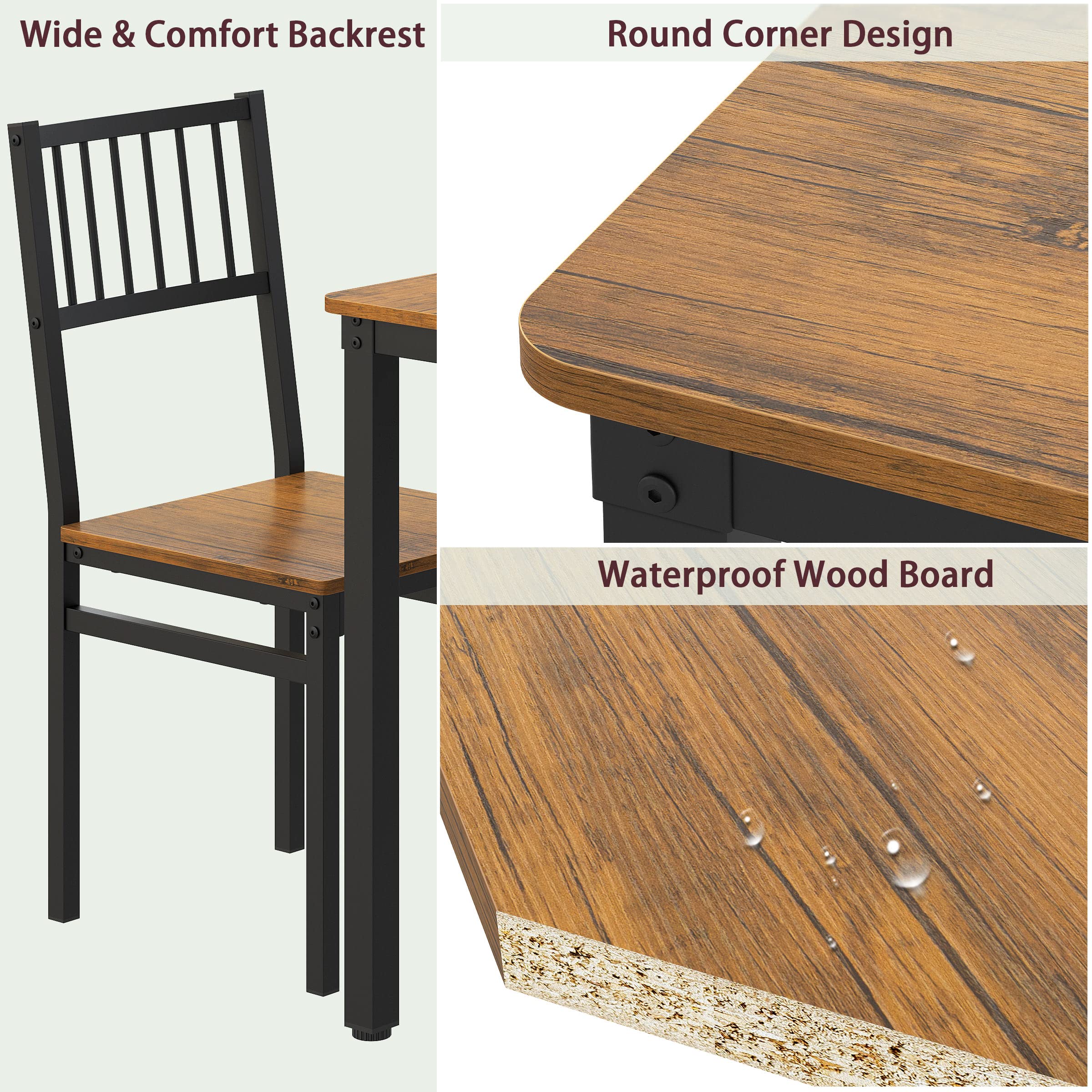 Teraves 4-Piece Dining Table Set with 2 Chairs & Bench - 43.31