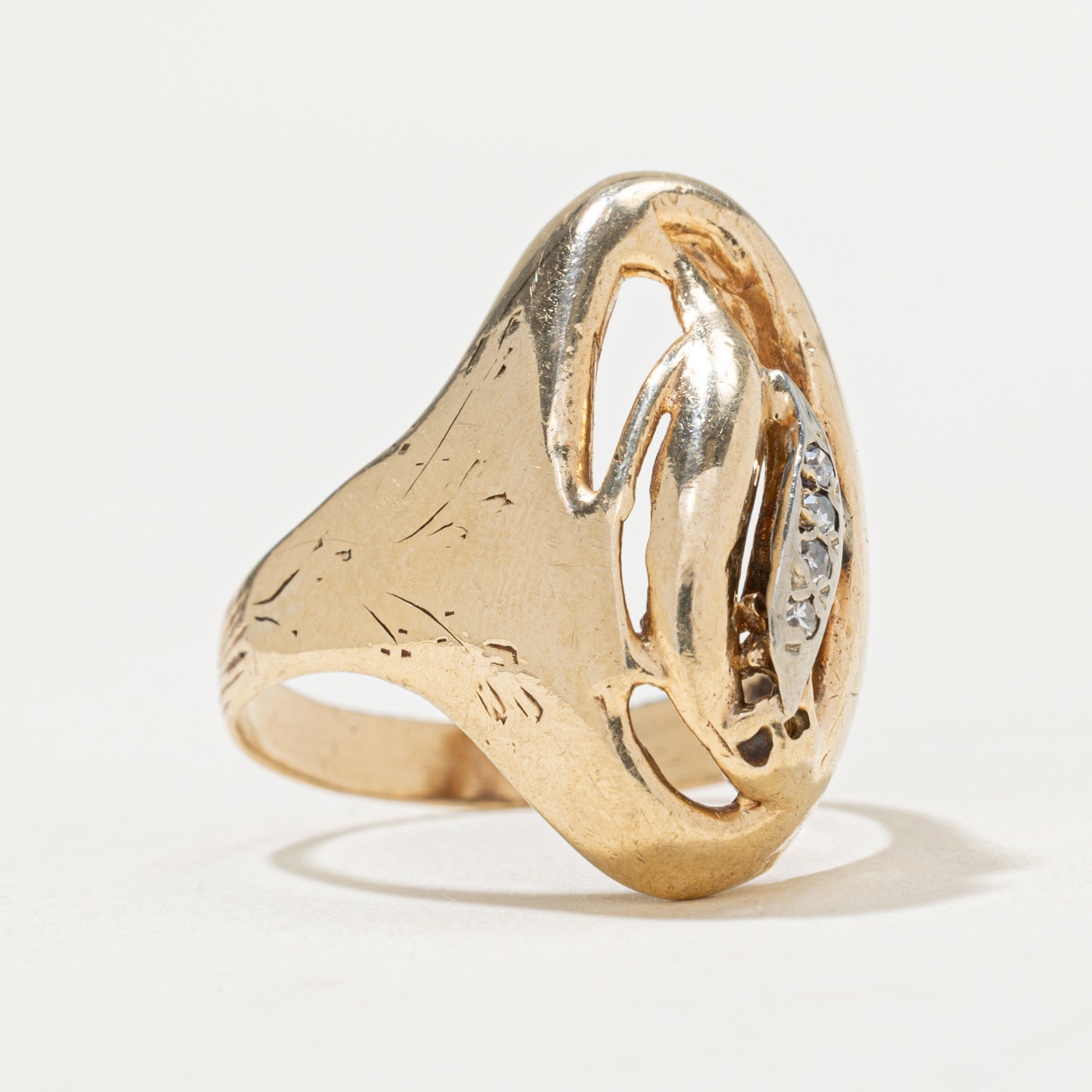 Vintage Diamond Abstract Ring - 0.04ctw Diamond Ring - Size 8.75 - Elegant Statement Jewelry for Women - Perfect for Weddings, Anniversaries & Special Occasions