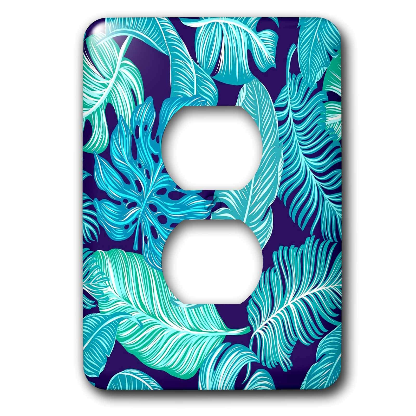 3D Rose Hawaiian Aqua Leaves Painting Light Switch Cover - Single Toggle Size, Decorative Wall Plate for Home, Kitchen, Bathroom & Office Decor