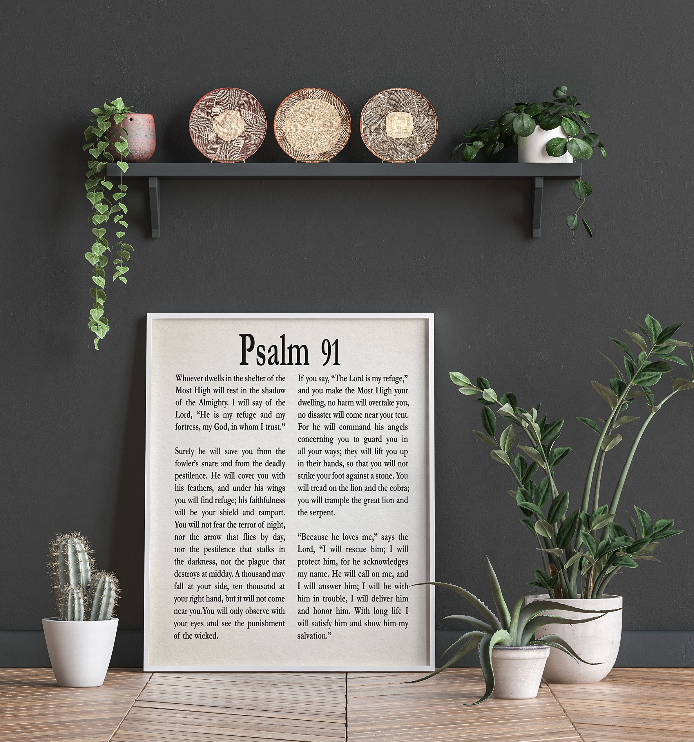 Psalm 91 Wall Art - Inspirational Bible Verse Scripture Print for Home & Office Decor (16x20 Ivory) | Christian Religious Gift for Men & Women | Faith-Based Wall Quotes & Posters - Perfect for Bedroom, Living Room or Church