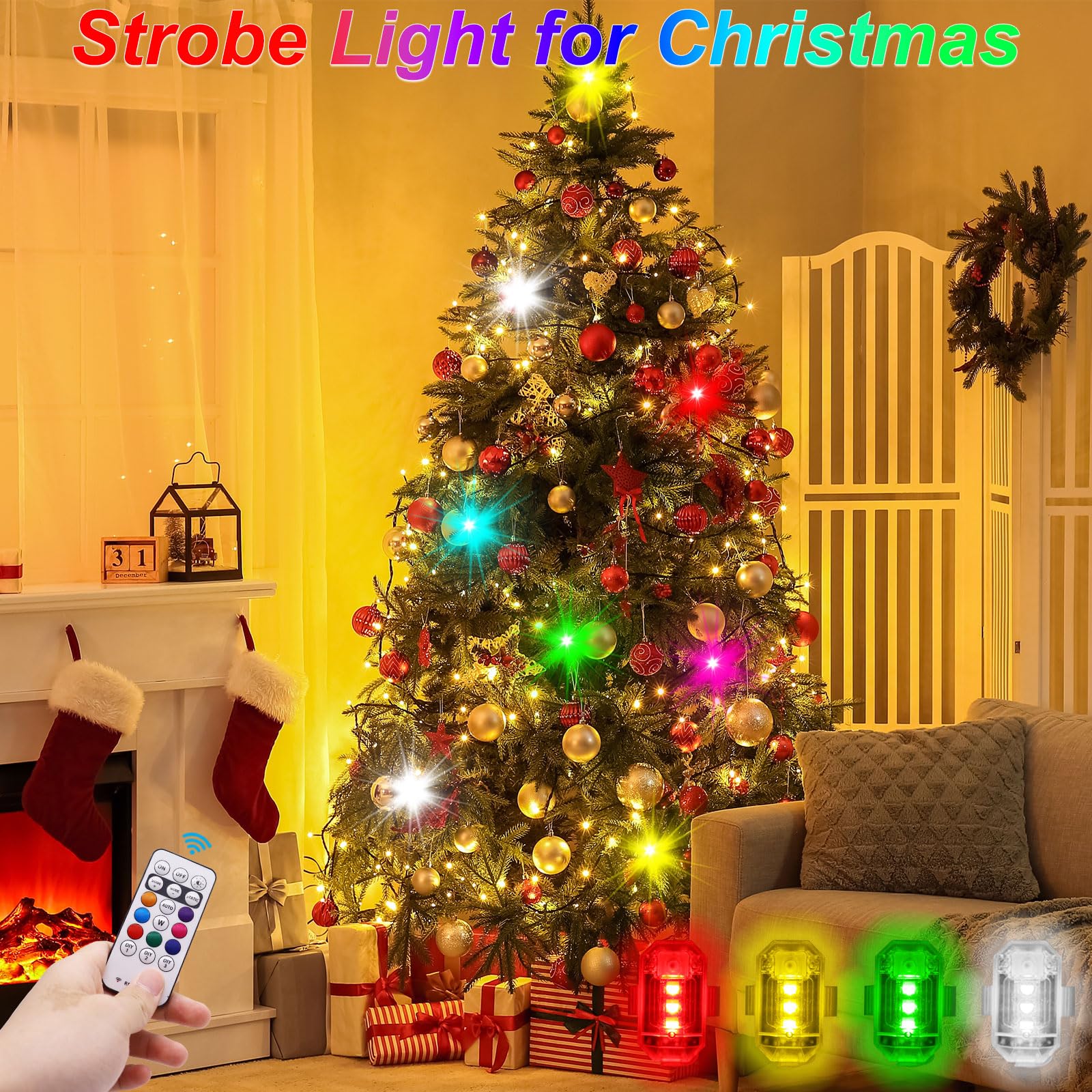 4PCS Wireless LED Strobe Lights with Remote Control - 8 Color USB Rechargeable Anti-Collision Warning Lights - High Brightness Wireless LED Lights for Car, Drone, Truck, Motorcycle, Aircraft, Bike - Perfect for Emergency Signaling, Night Riding & Vehicle Safety