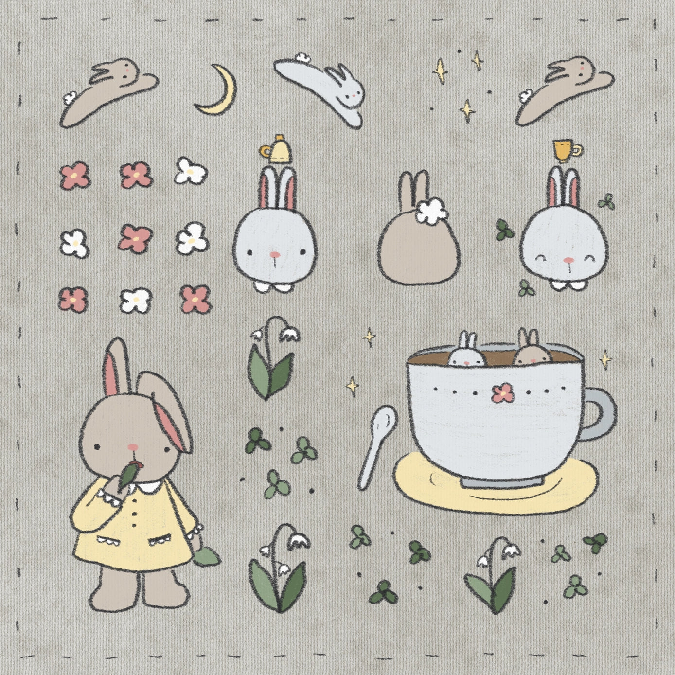 Bunny Washi Sticker Sheet - Cute Rabbit Decorative Stickers for Scrapbooking, Journaling, and DIY Crafts - Perfect for Planners, Bullet Journals, and Gift Wrapping