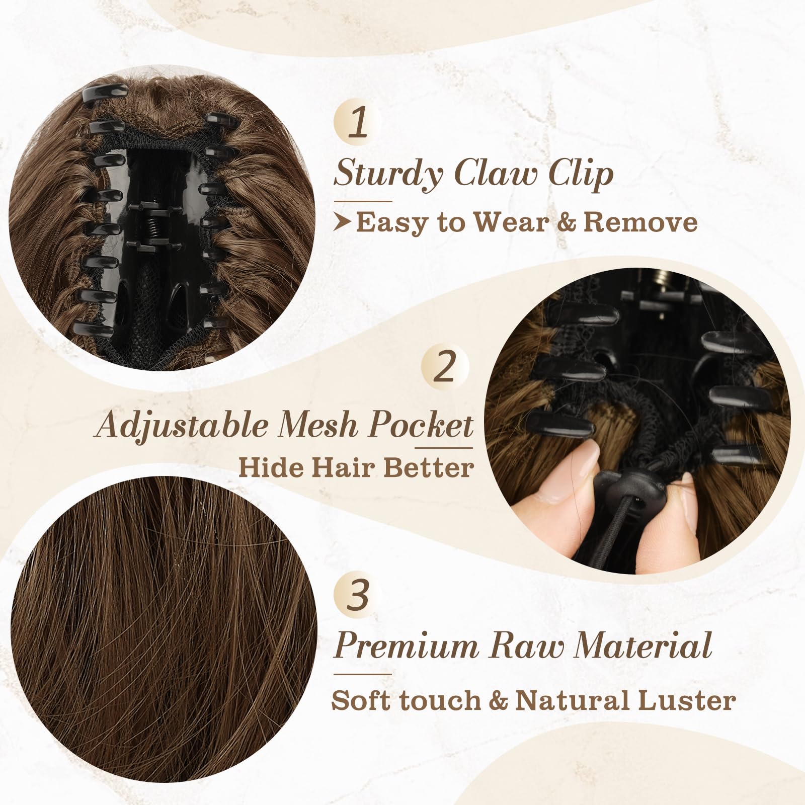 8 Inch Claw Clip Hair Bun Extension for Straight Hair - Perfect for Updos, Ponytails & Everyday Hairstyles