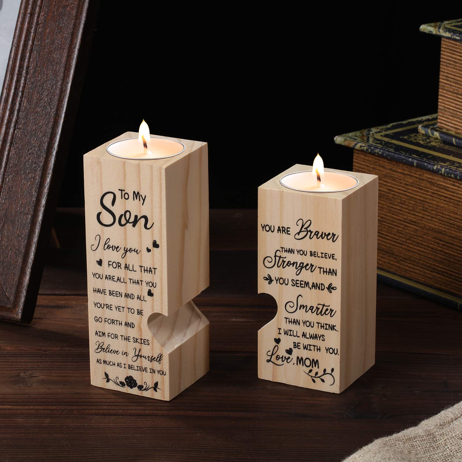 Heart-Shaped Wooden Candle Holder for Kids - DIY Birthday Gift for Son, Rustic Kitchen Decor & Home Decoration | Perfect for Family Dinners, Romantic Nights & Holiday Centerpieces