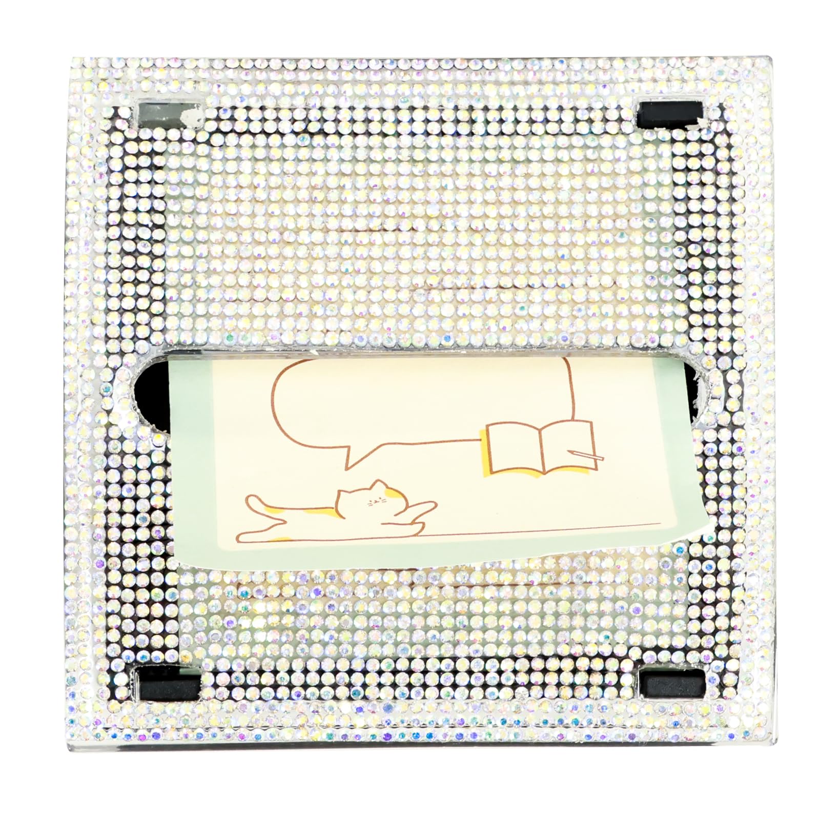 Self-Adhesive Rhinestone Sticky Note Holder - Pop-Up Desk Memo Pad Dispenser for Office, School, Library | Shiny Multicolor Stationery Organizer for Notes, Reminders & Office Supplies
