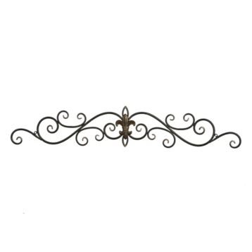 Distressed Black Fleur-de-Lis Metal Wall Plaque - Home Decor for Living Room