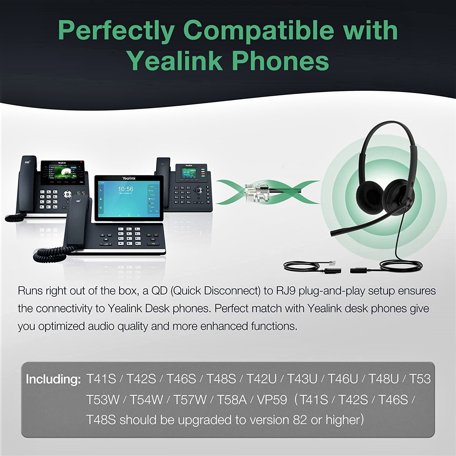 Yealink YHS34 & YHS34 Lite Professional Wideband Headset with Noise Cancellation - Dual & Mono Options for Clear Calls - Perfect for Office, Call Center & Remote Work