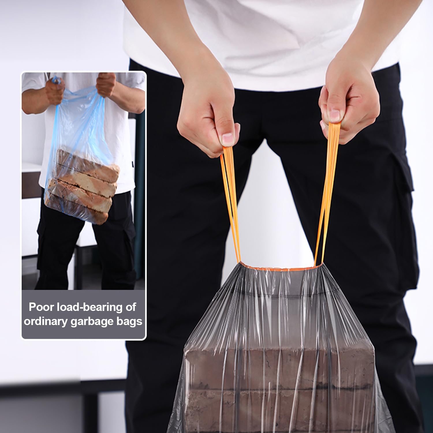 JOYBOS 4 Gallon Drawstring Trash Bags - 75 Count Compostable Kitchen Garbage Bags | Unscented Small Waste Bin Liners for Bathroom, Living Room & Bedroom | Perfect for Home, Office & Outdoor Waste Disposal
