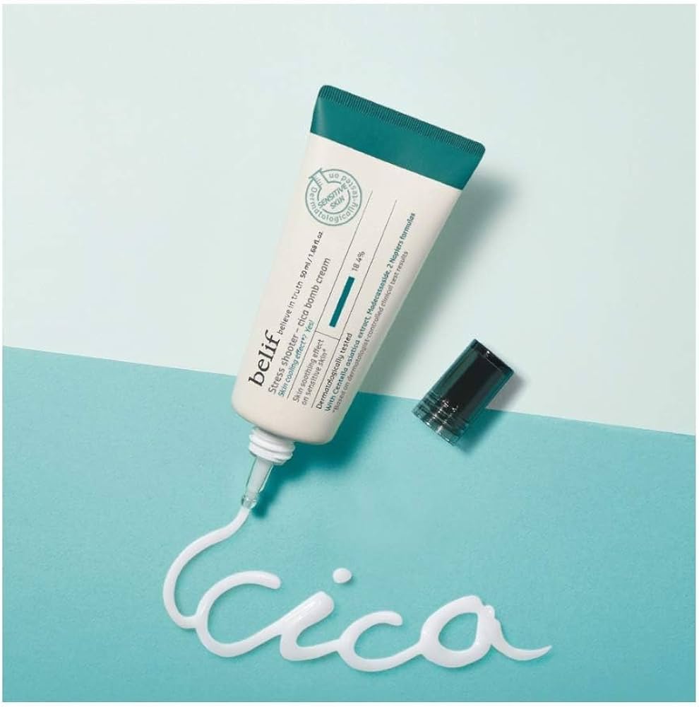 belif Stress Shooter Cica Bomb Cream 50mL - Soothing Moisturizer for Sensitive Skin | Hydrating Face Cream for Dryness & Redness Relief | Perfect for Daily Skincare Routine & Post-Treatment Care