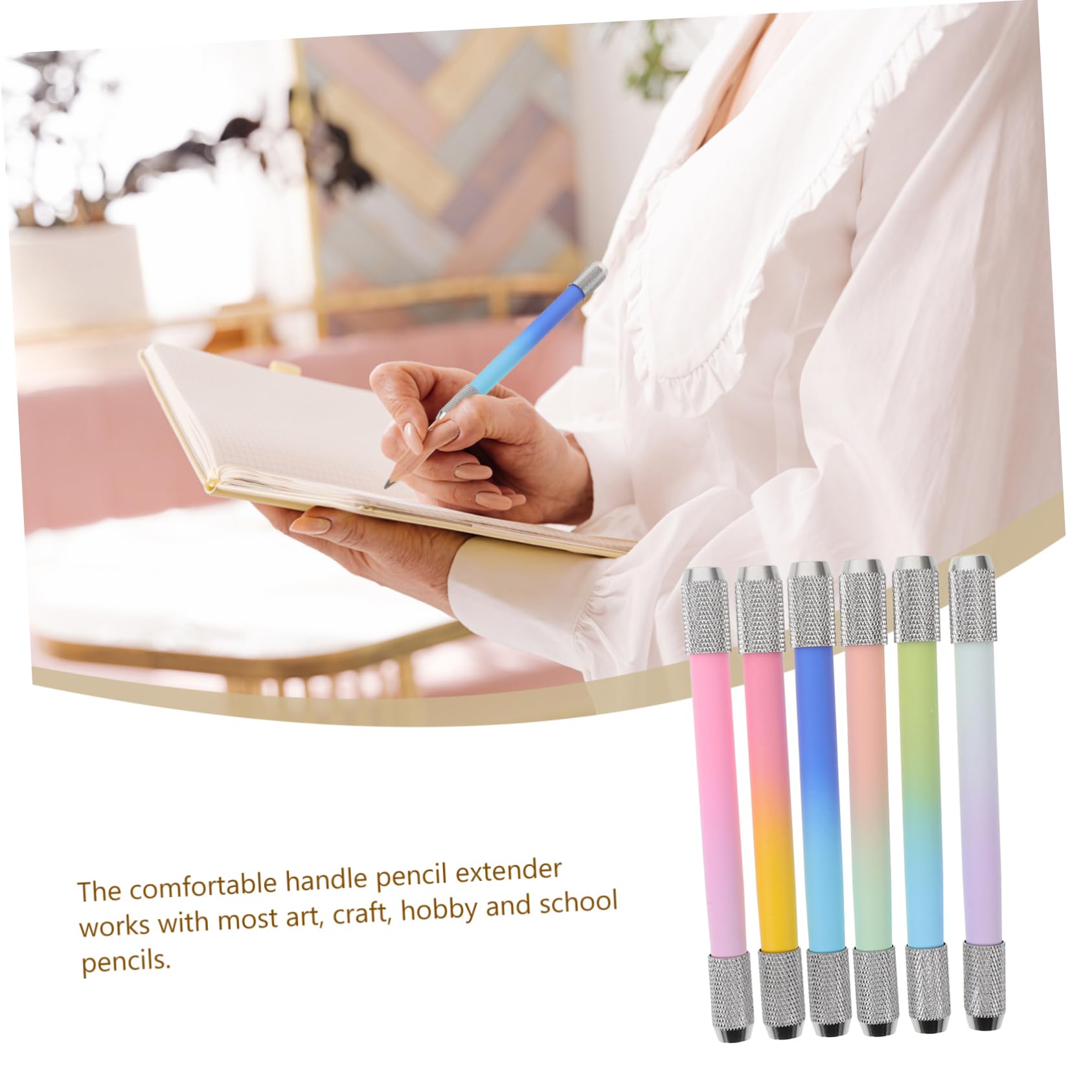 Operitacx 6-Pack Metal Pencil Holder & Extender Set - Artist Drawing Tools, Home & School Office Supplies - Perfect for Sketching, Calligraphy & Classroom Organization