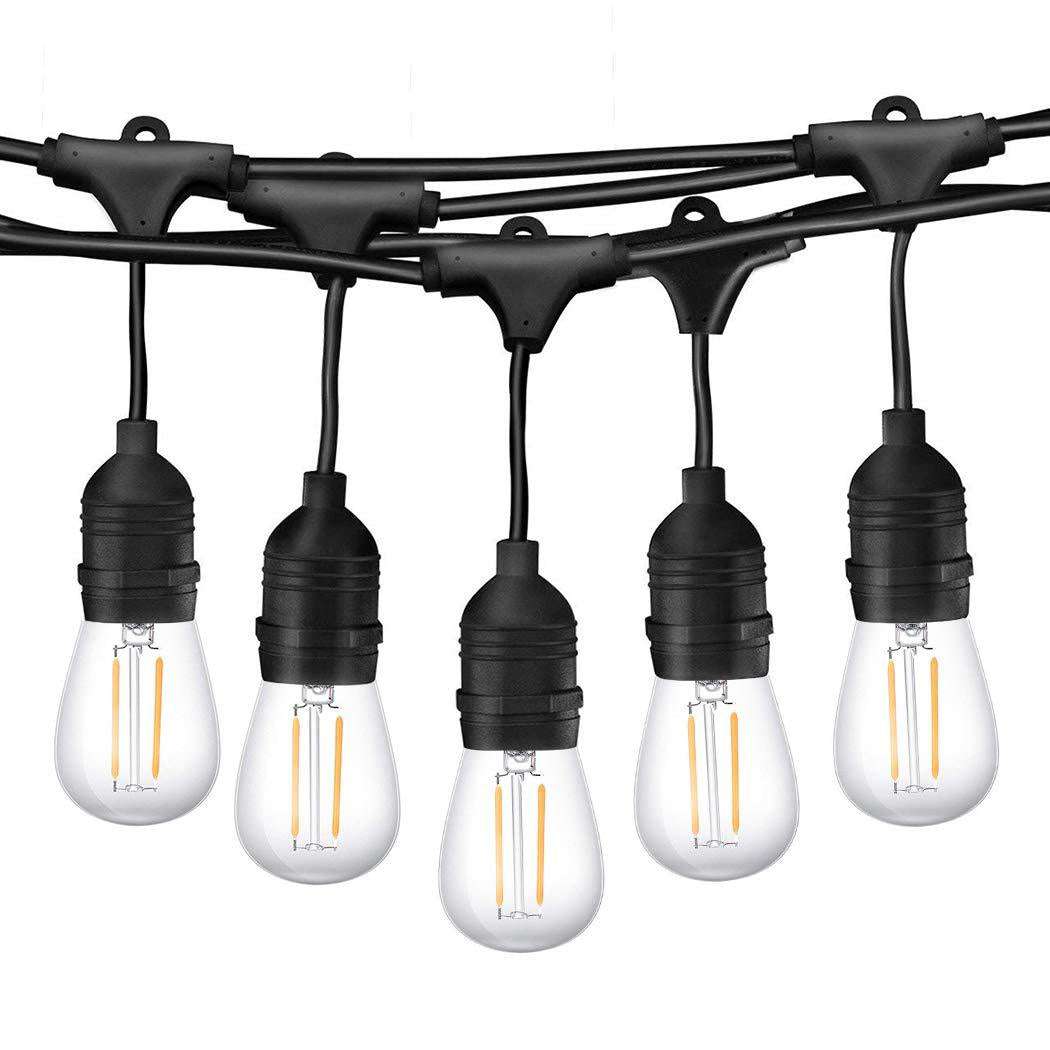 15M Solar Powered Festoon String Lights with Globe Bulbs - Waterproof Outdoor Christmas Party Garden Decor for Patio, Backyard, Wedding & Holiday Events