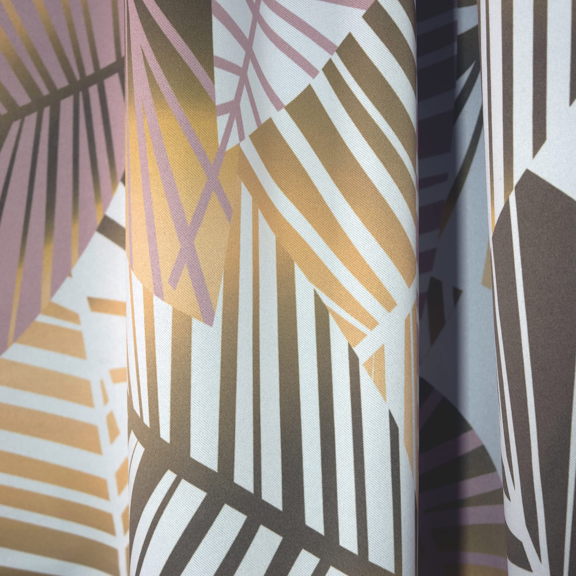 DesignQ Golden Palm Leaves II Thermal Insulated Curtains - 52x95 Inch Single Panel for Bedroom & Living Room - Elegant Home Decor for Sun Protection & Privacy