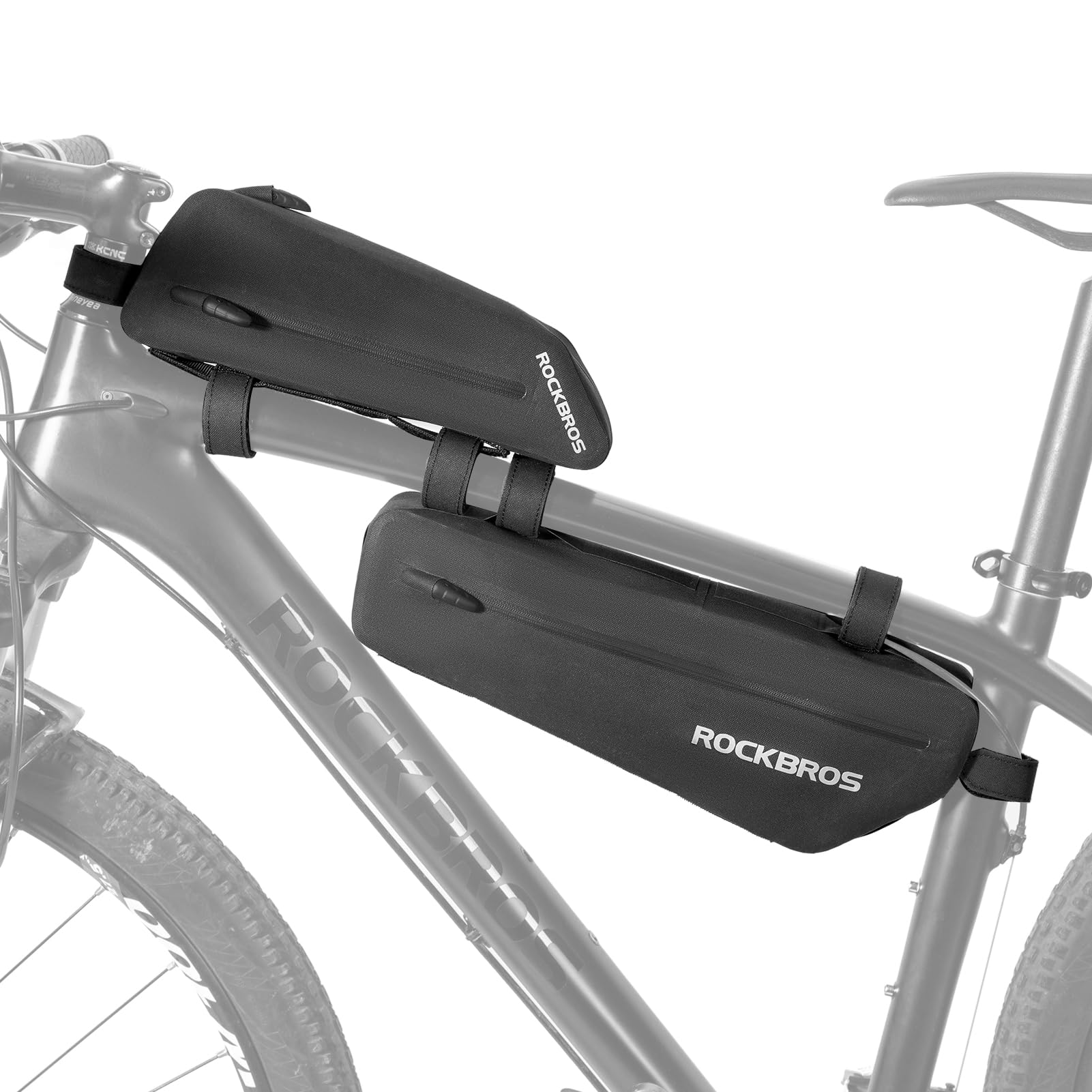 ROCKBROS Waterproof Bike Frame Bag & Top Tube Bag Combo (2-Piece Set) for Super 73, Mountain & Road Bikes - Phone Storage Pouch Cycling Accessories - Perfect for Commuting, Trail Riding & Outdoor Adventures