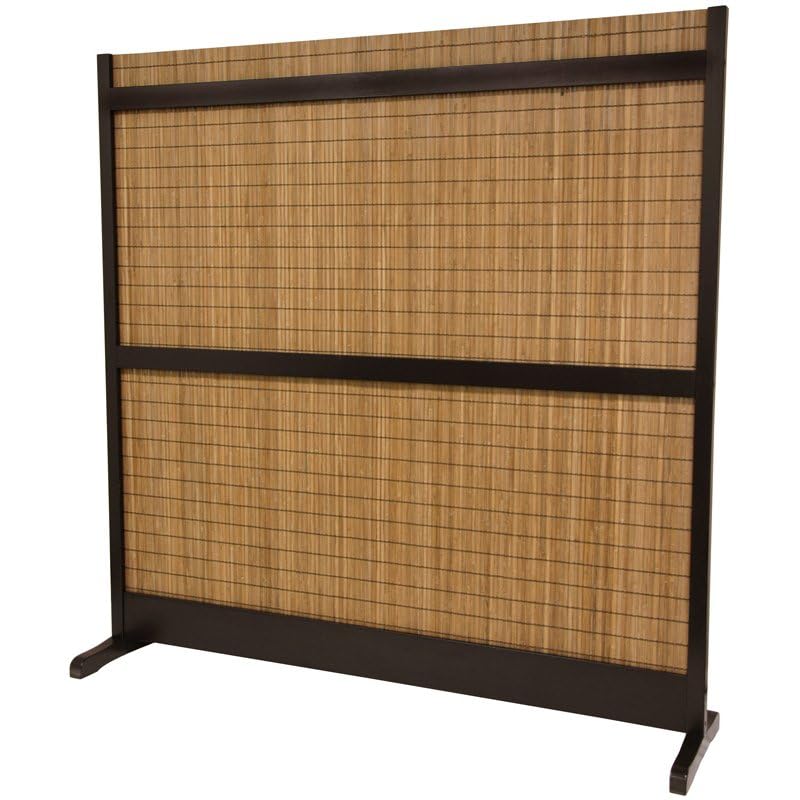 6.25 ft Tall Red Lantern Walnut Room Divider - Traditional Chinese Style Decorative Screen for Living Room, Bedroom, or Office Partition