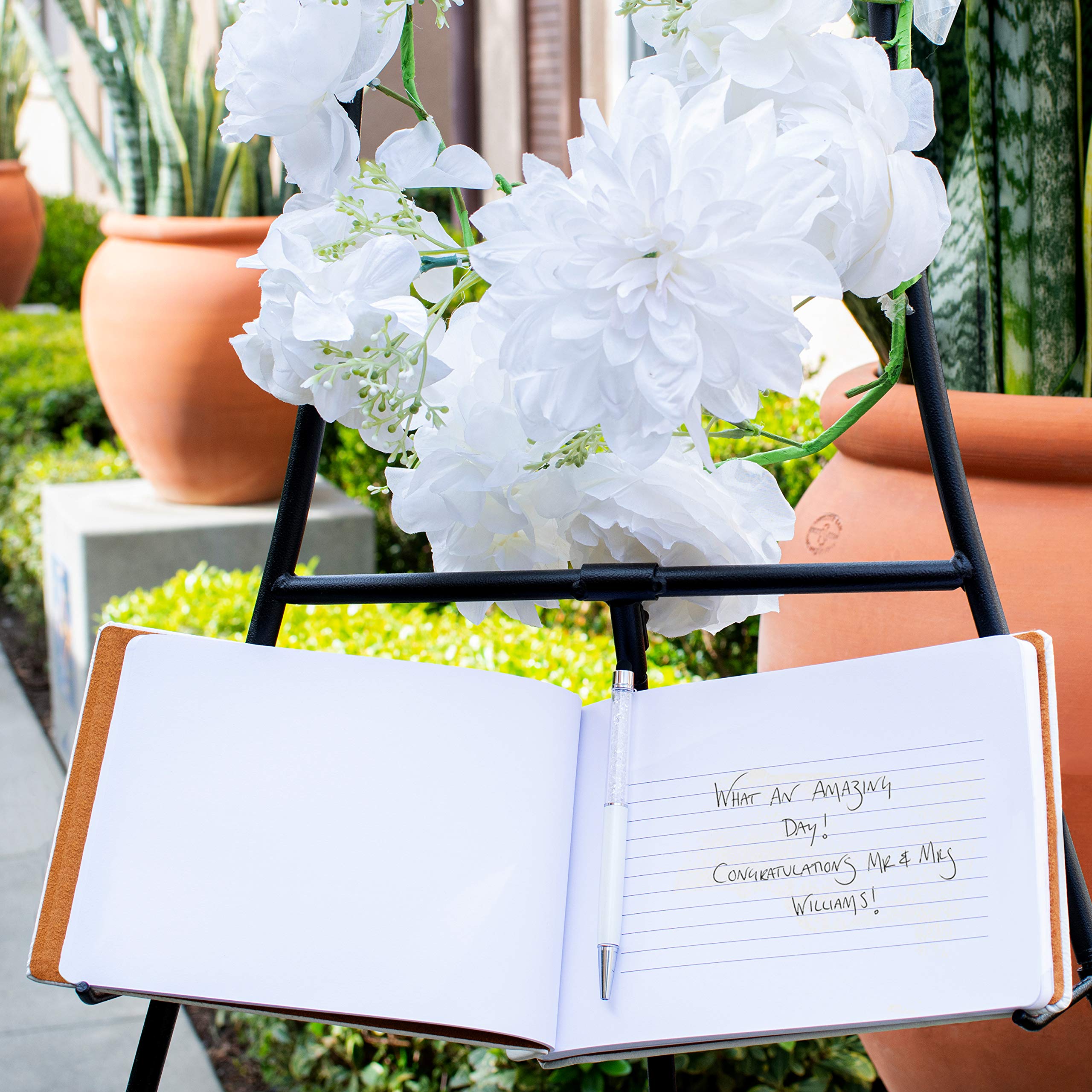 Personalized Leather Wedding Guest Book for Bride and Groom - Custom Guest Signing Book with 60 Pages (9.5