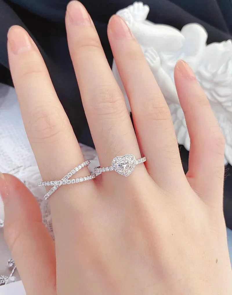 18K White Gold Heart-Shaped Diamond Engagement Ring for Women - Luxury Wedding Jewelry with Real Natural Diamonds | Perfect for Proposals, Anniversaries & Special Occasions