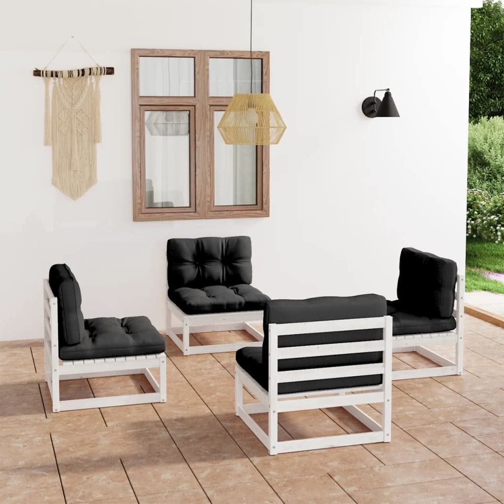 vidaXL 4-Piece Patio Furniture Set - Outdoor Sofa with Cushions, Solid Wood Pine Sectional Lounge Set for Balcony, Garden & Backyard | Perfect for Relaxing, Entertaining & Outdoor Gatherings