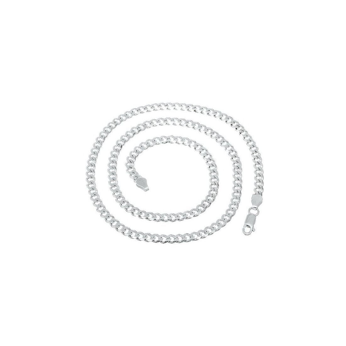 4MM 100 Flat Pave Curb Chain .925 Solid Sterling Silver Necklace - 8 to 30 Inches Adjustable Length for Women & Men - Perfect for Layering, Gift Giving & Everyday Wear