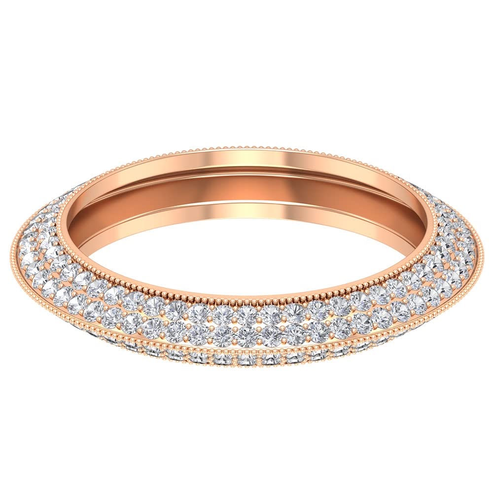 2.25 CT Moissanite Eternity Band for Women - 14K Solid Gold Wedding Ring, Anniversary Gift, Knife Edge & Beaded Design for Bridal Jewelry & Special Occasions