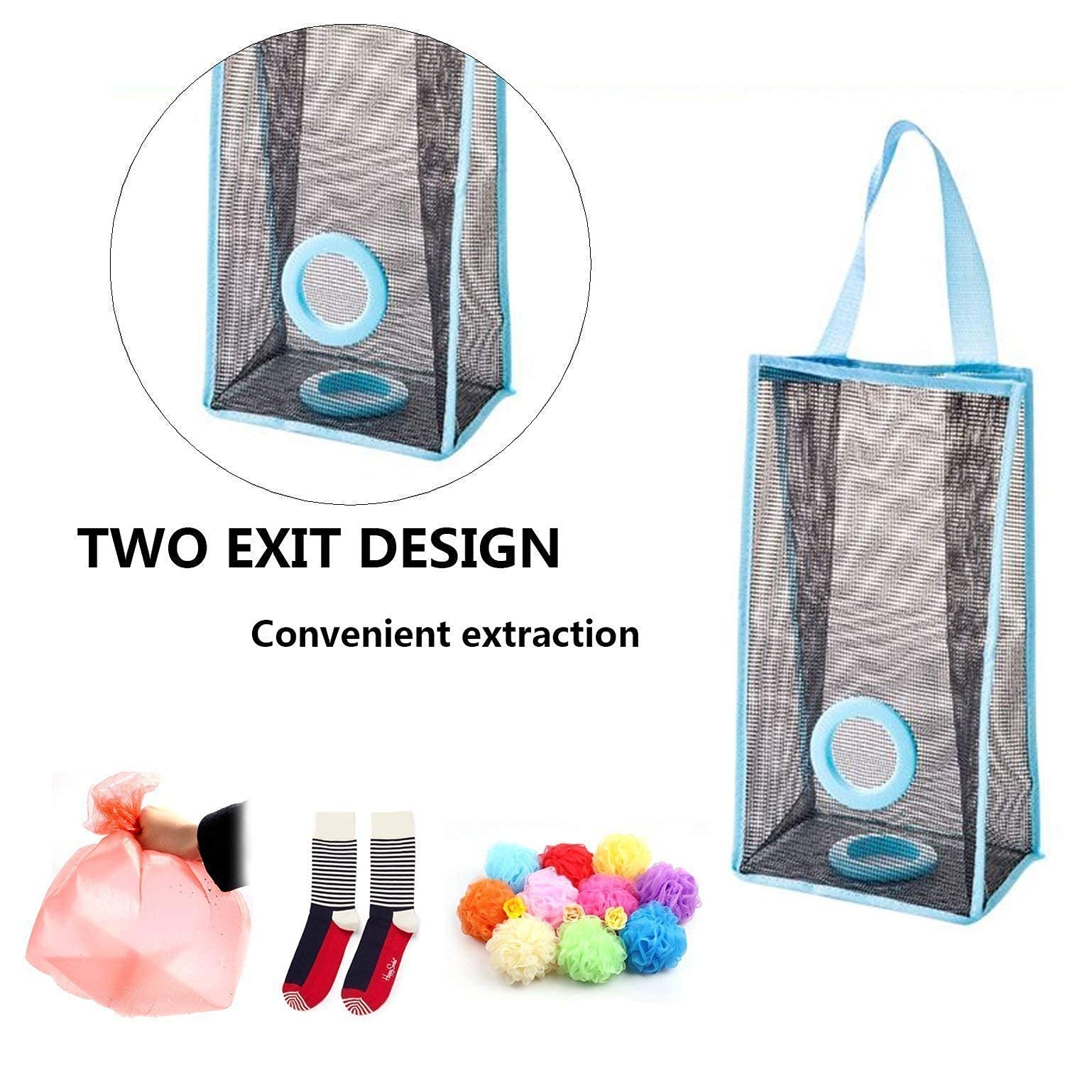 Breathable Wall Mounted Garbage Bags - Reusable Plastic Trash Storage for Kitchen, Bathroom & Garage - Multi Color Hanging Waste Bin Organizer (Pack of 1) - Perfect for Small Spaces & Recycling Stations