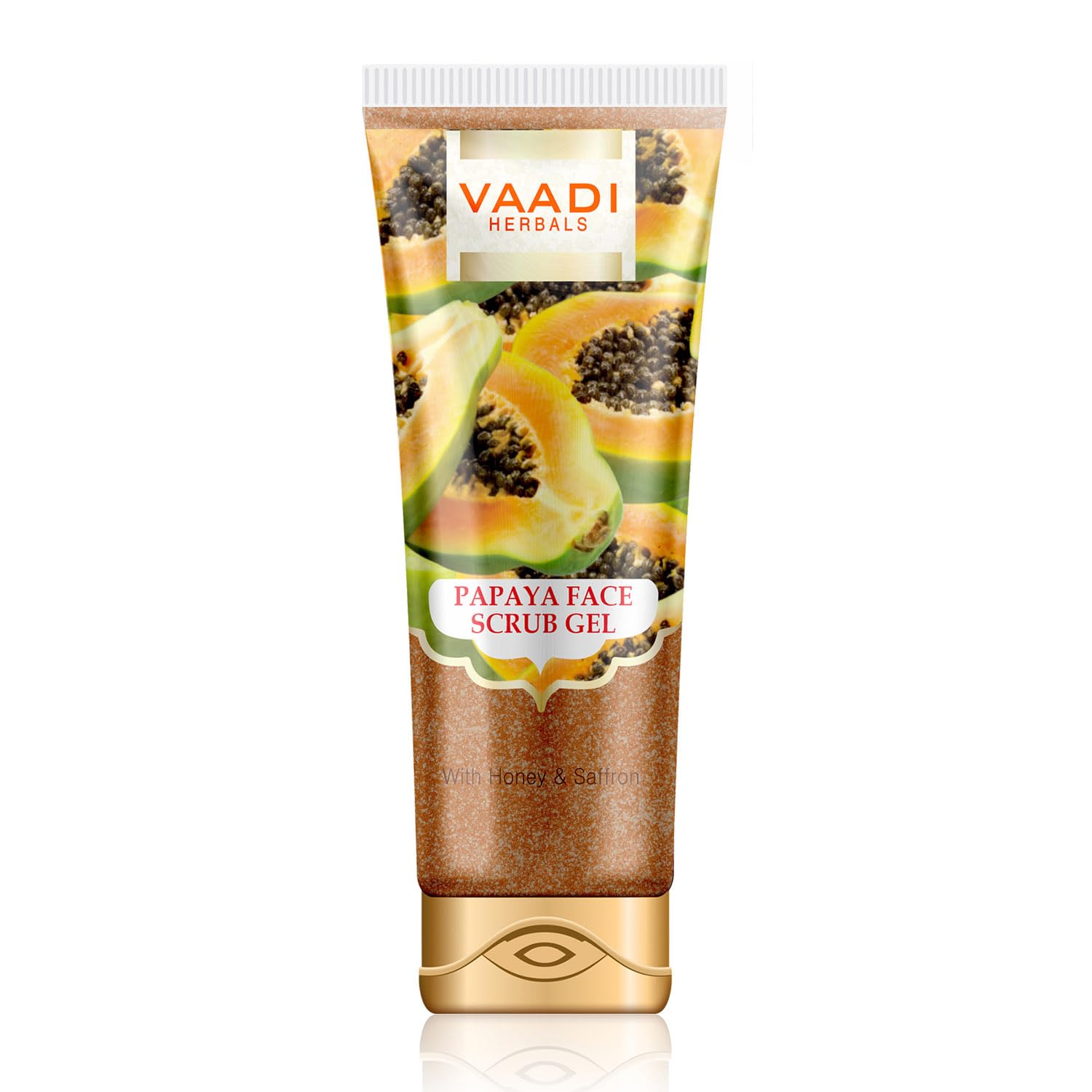Vaadi Herbals Papaya Fairness Scrub Gel with Honey & Saffron for Brightening & Exfoliation - 110g x 2 Pack - Natural Skin Lightening Face Wash for Glowing Skin - Perfect for Daily Skincare Routine & Dark Spot Removal