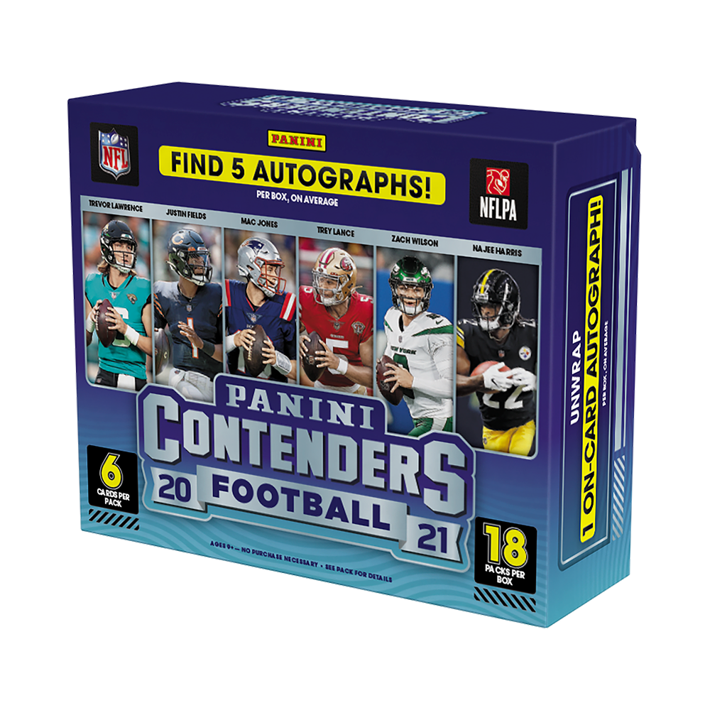 2021 Panini Contenders Football Hobby Box - Authentic NFL Trading Cards Collection for Collectors & Fans - Perfect for Sports Memorabilia Displays & Fantasy Football Drafts