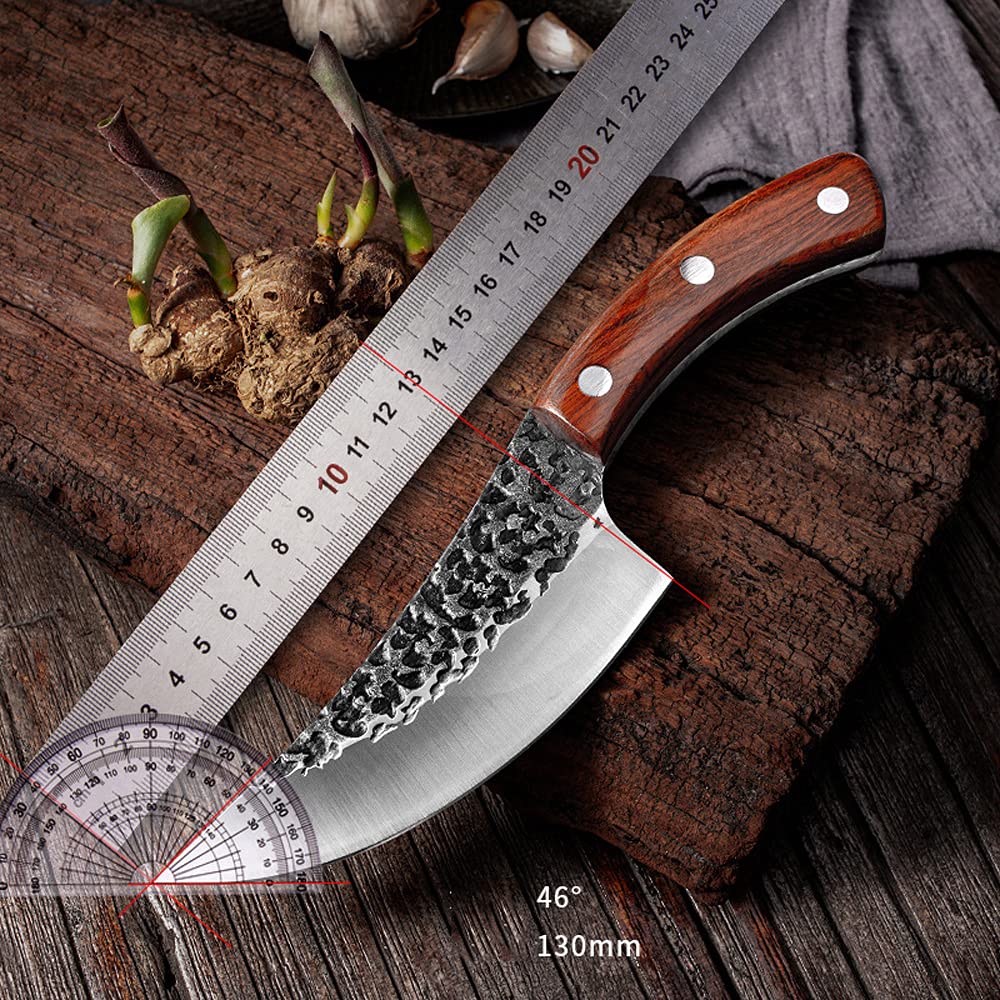**Heavy Duty Meat Cleaver Knife - Professional Butcher Knife for Cutting, Deboning, and Skinning Meat, Fish, and Poultry - Forged High Carbon Steel Scimitar Blade - Perfect for Home Kitchen, BBQ, and Hunting (Color: MTG31)**
