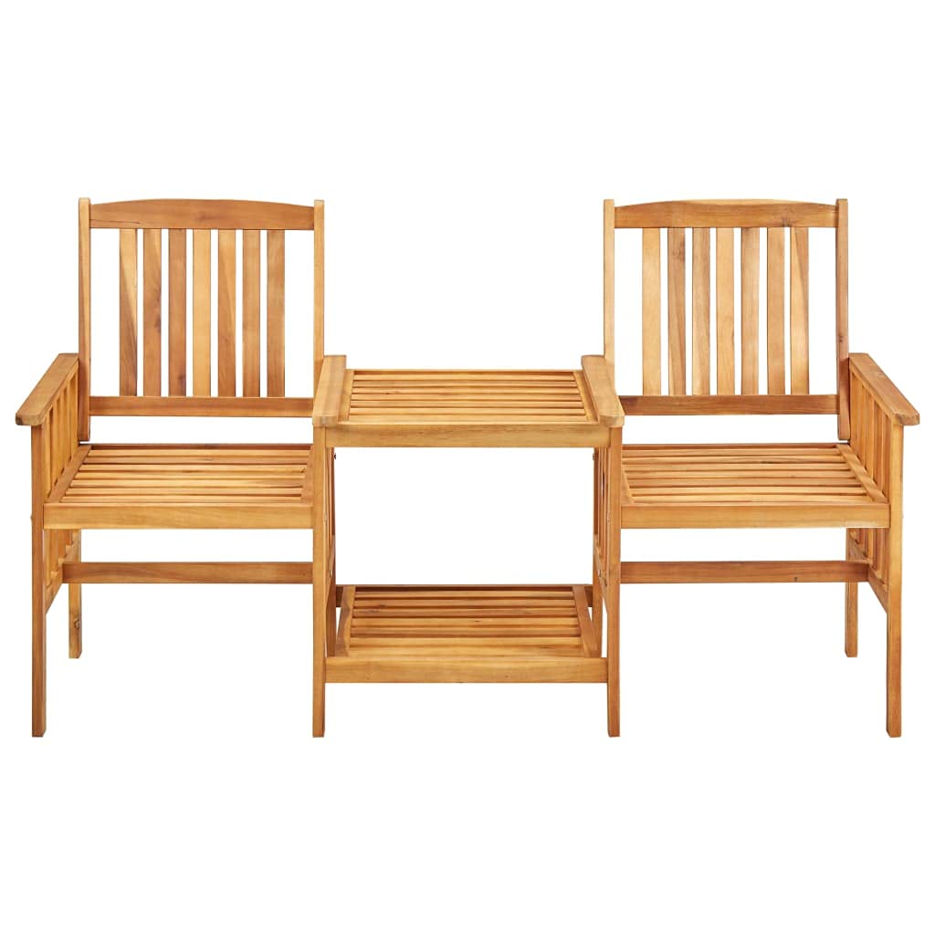 Festnight Acacia Wood Outdoor Bistro Set - 2 Garden Chairs with Tea Table, Weather-Resistant Patio Furniture for Poolside, Backyard, Balcony & Lawn Relaxation
