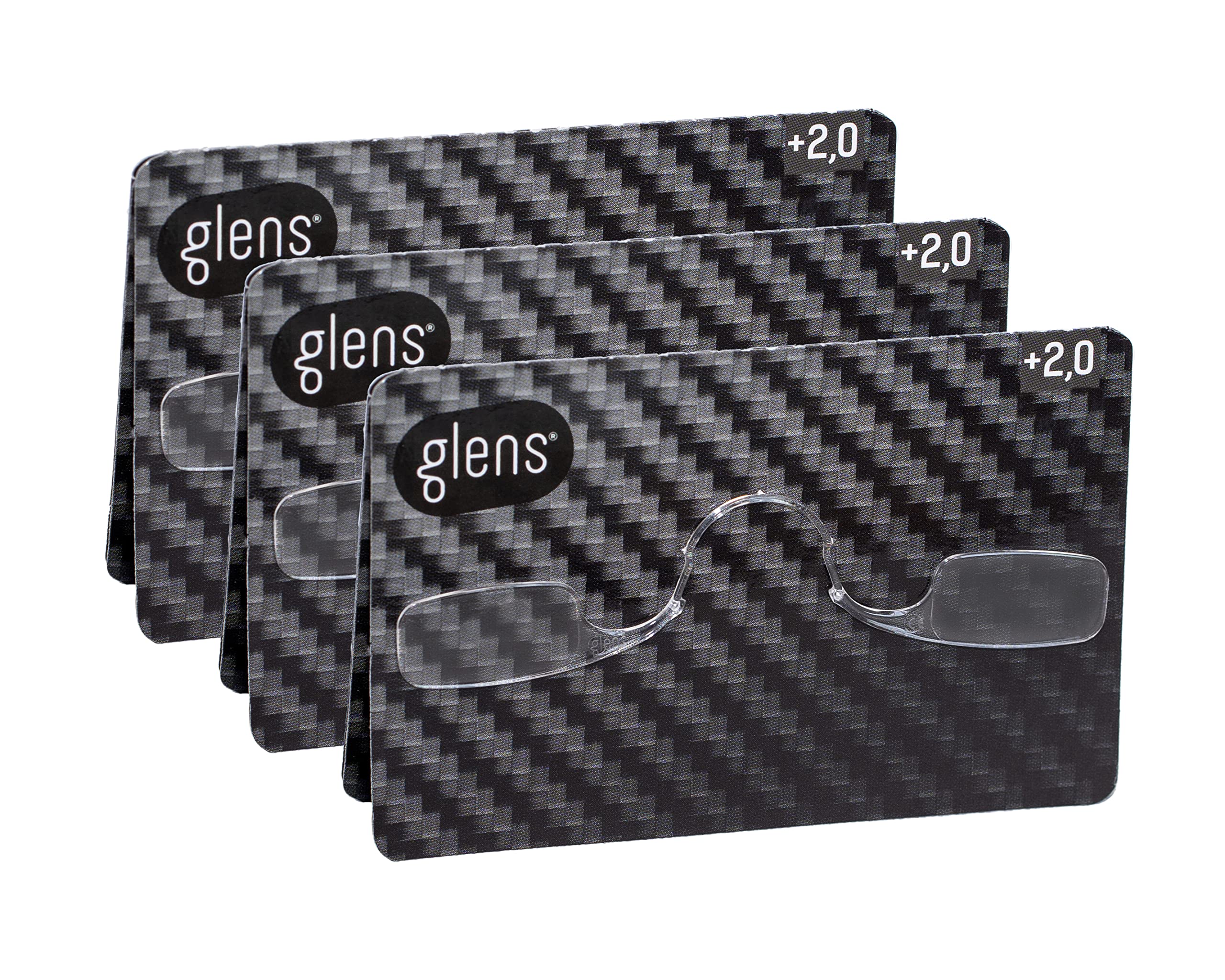 Glens Unisex Armless Reading Glasses - 3 Pack with +1.5, +2.0, +2.5 & +3.0 Magnification - Compact Emergency Pocket Readers for Travel, Work & Everyday Use