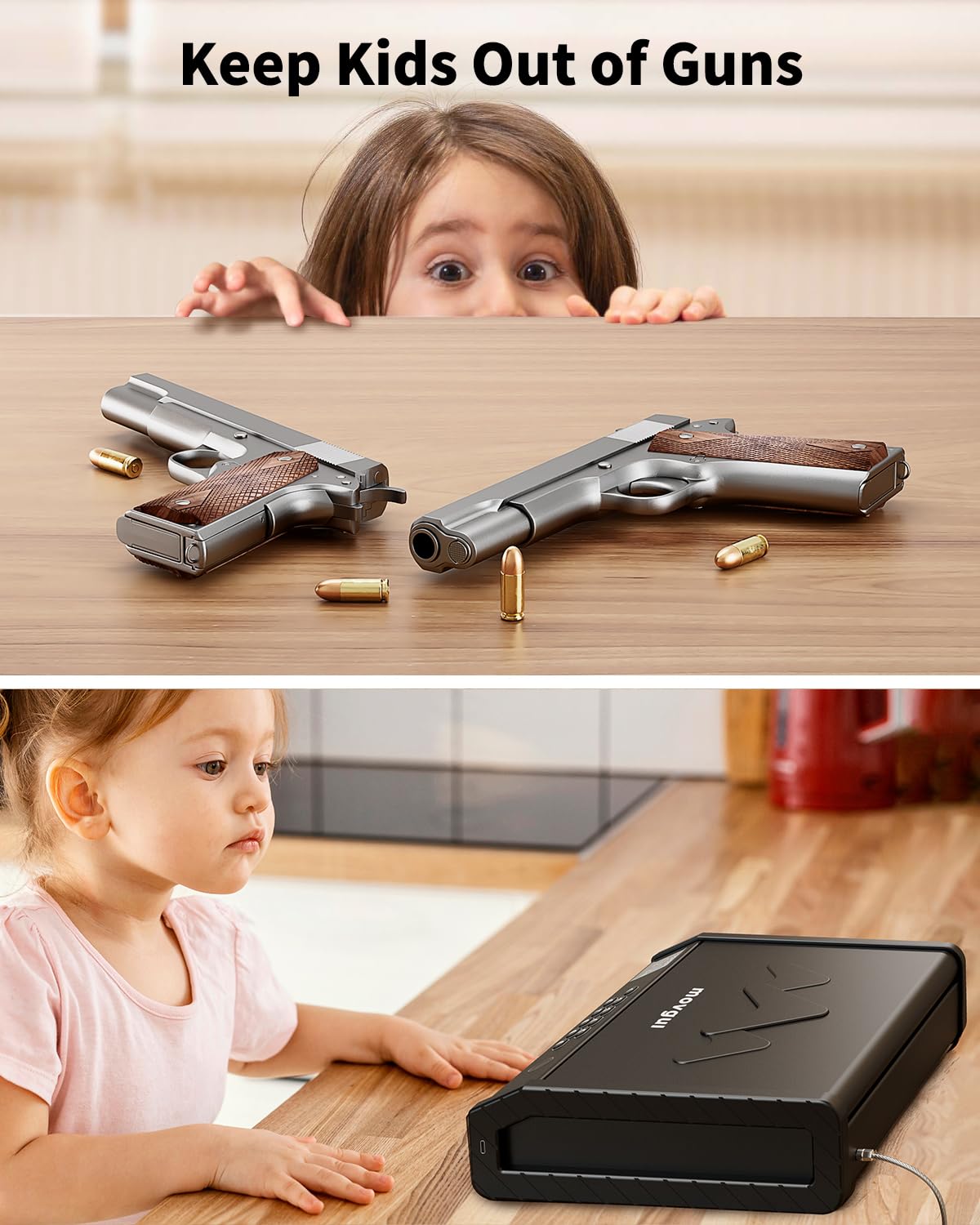 Biometric Gun Safe with LCD Display - Quick Access Fingerprint, Keypad & Key Entry - Handgun Safe for Home, Nightstand & Car - Features Temperature & Humidity Monitoring with USB Port - Ideal for Pistol Storage & Personal Protection
