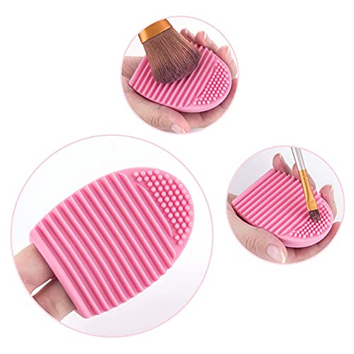 Belicia 2 Pack Silicone Brush Cleaner - Makeup Brush Cleaning Egg for Cosmetics (Pink) - Quick & Easy Cleaning Tool