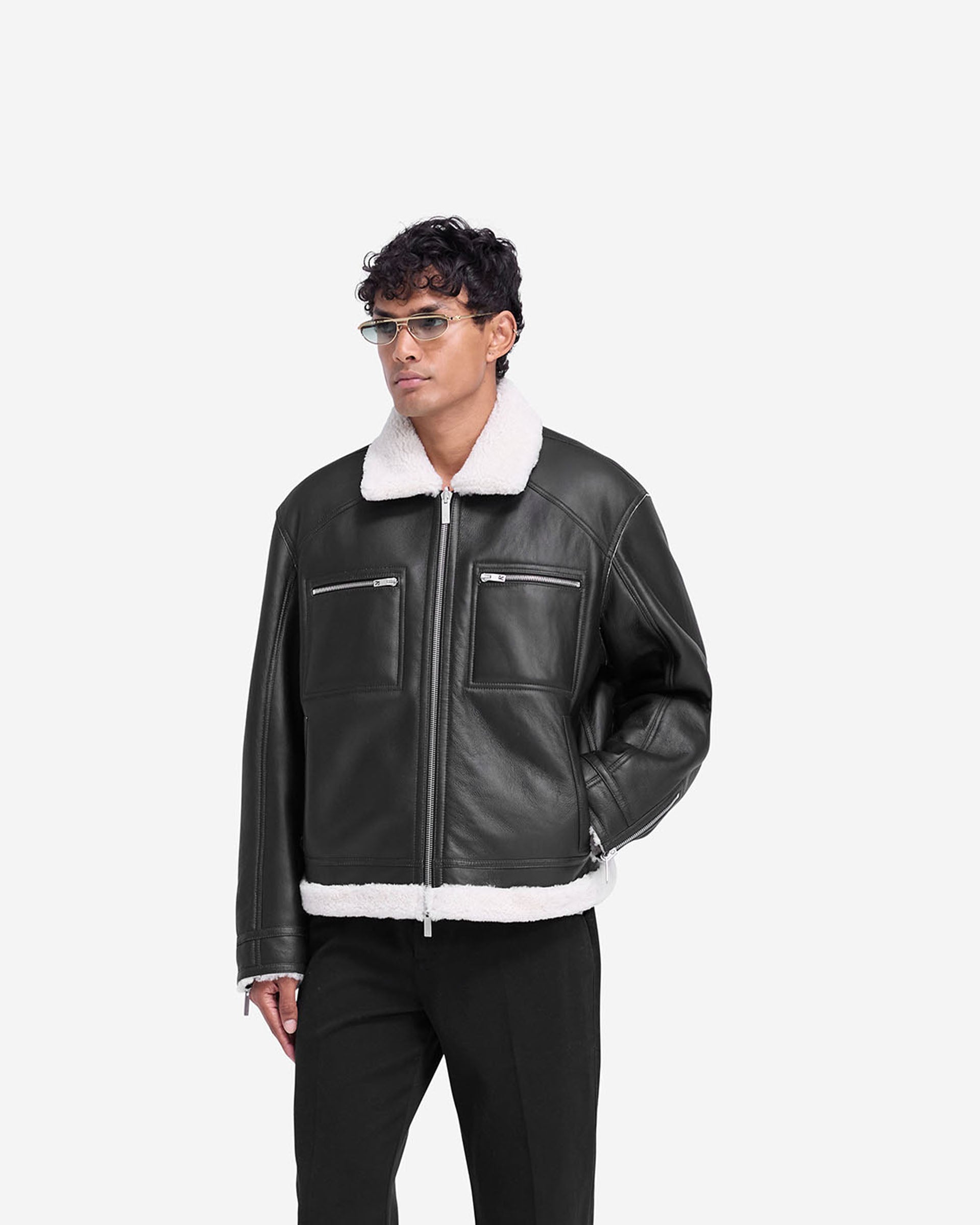 Reversible Shearling Jacket for Women & Men - Cozy Winter Outerwear, Black - Perfect for Cold Weather, Travel & Outdoor Activities