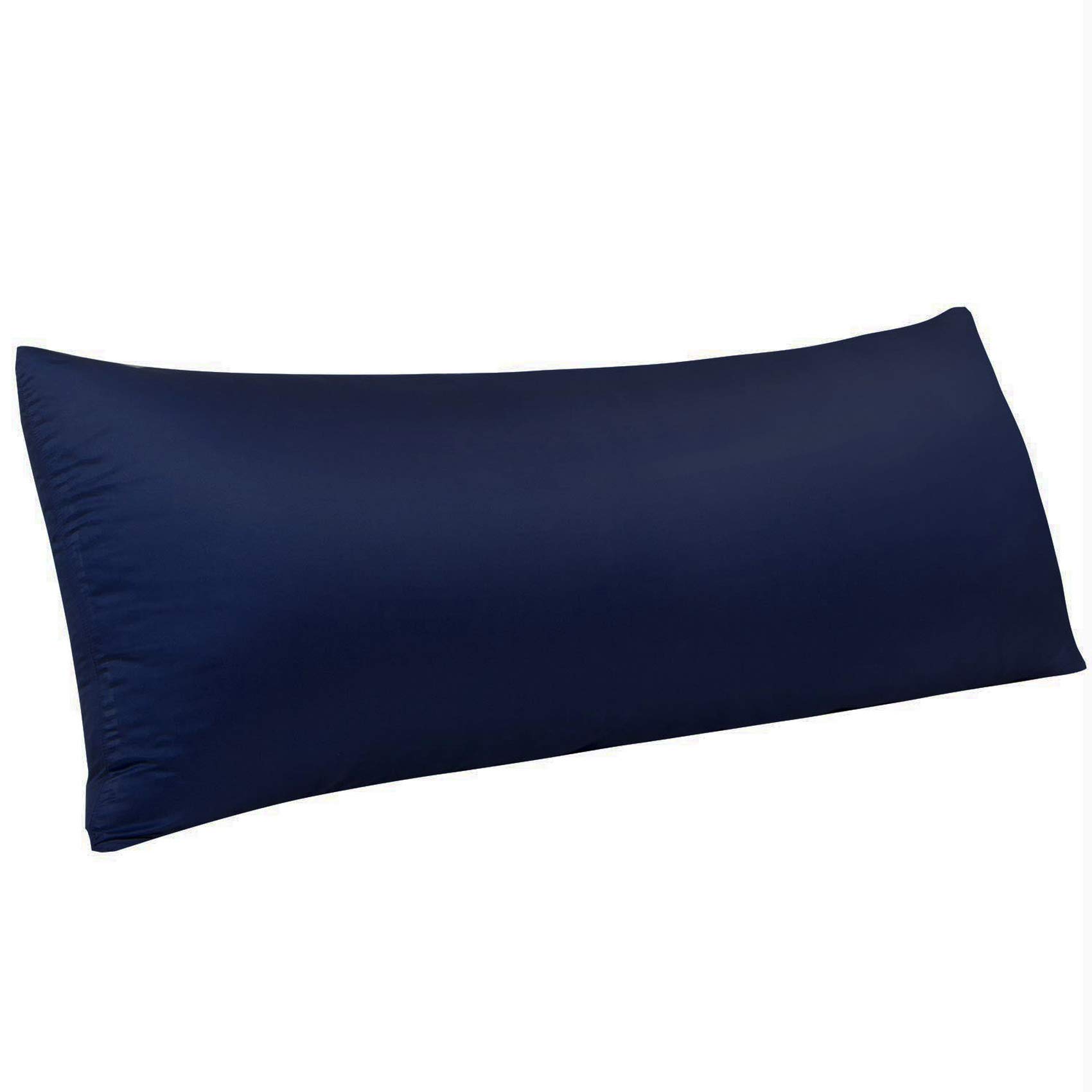 NTBAY Zippered Satin Body Pillow Cover - 20x54 Inches Cooling Silky Pillowcase with Hidden Side Zipper - Navy Blue for Bedroom, Sofa & Travel Comfort