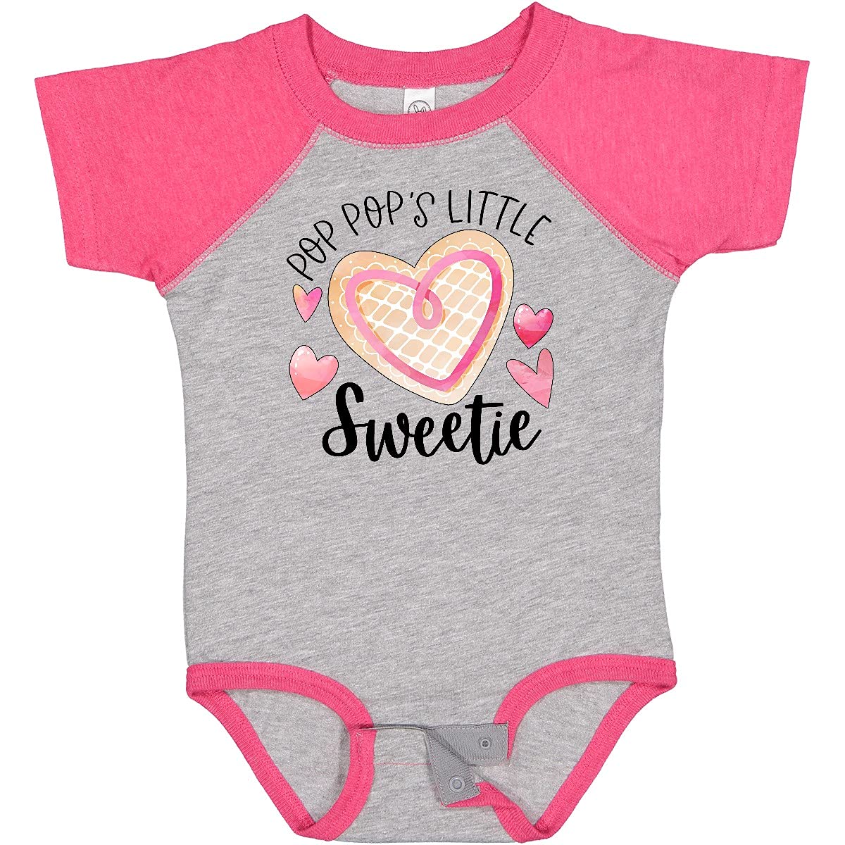 Inktastic Pop Pop's Little Sweetie Pink Heart Cookie Baby Bodysuit - Cute Outfit for Newborns, Infants & Toddlers | Perfect for Family Photos, Birthday Gifts & Special Occasions